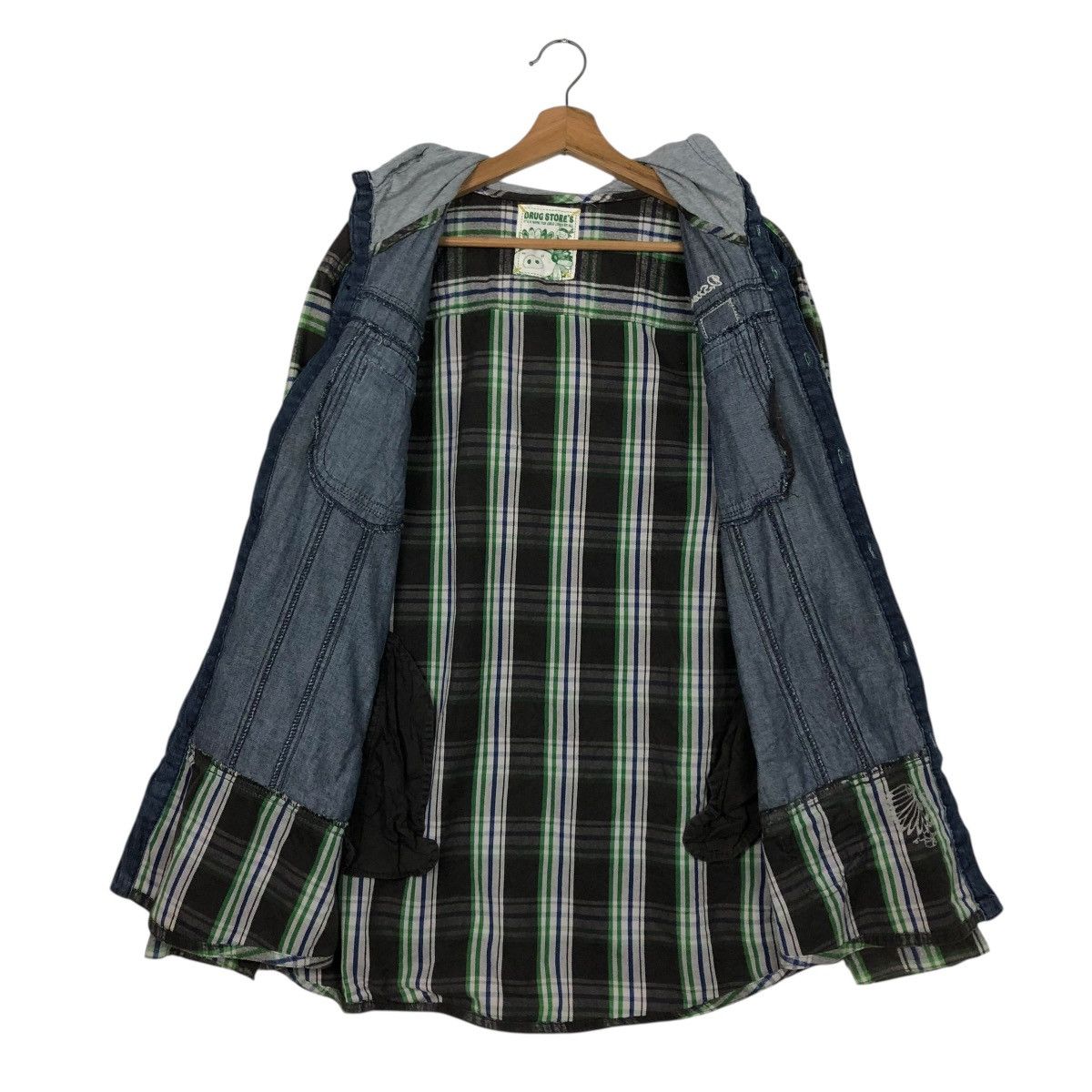 Hysteric Glamour 🔥VINTAGE BIKER JACKET HOODIE TARTAN DESIGN DRUG STORE’S Size US M / EU 48-50 / 2 - 16 Thumbnail