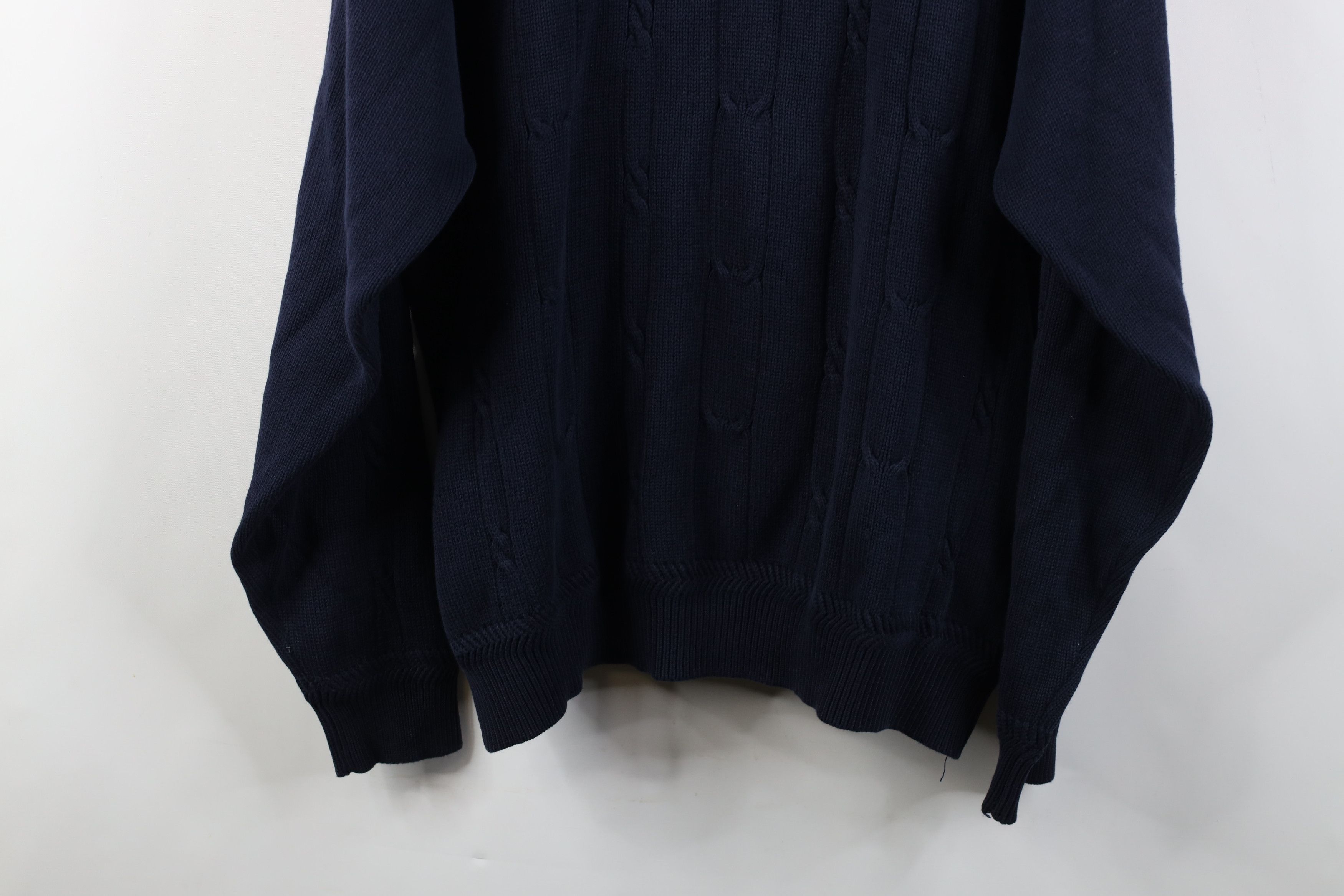 Nautica Vintage 90s Nautica Sailboat Cotton Cable Knit Sweater Blue Size US XL / EU 56 / 4 - 14 Thumbnail