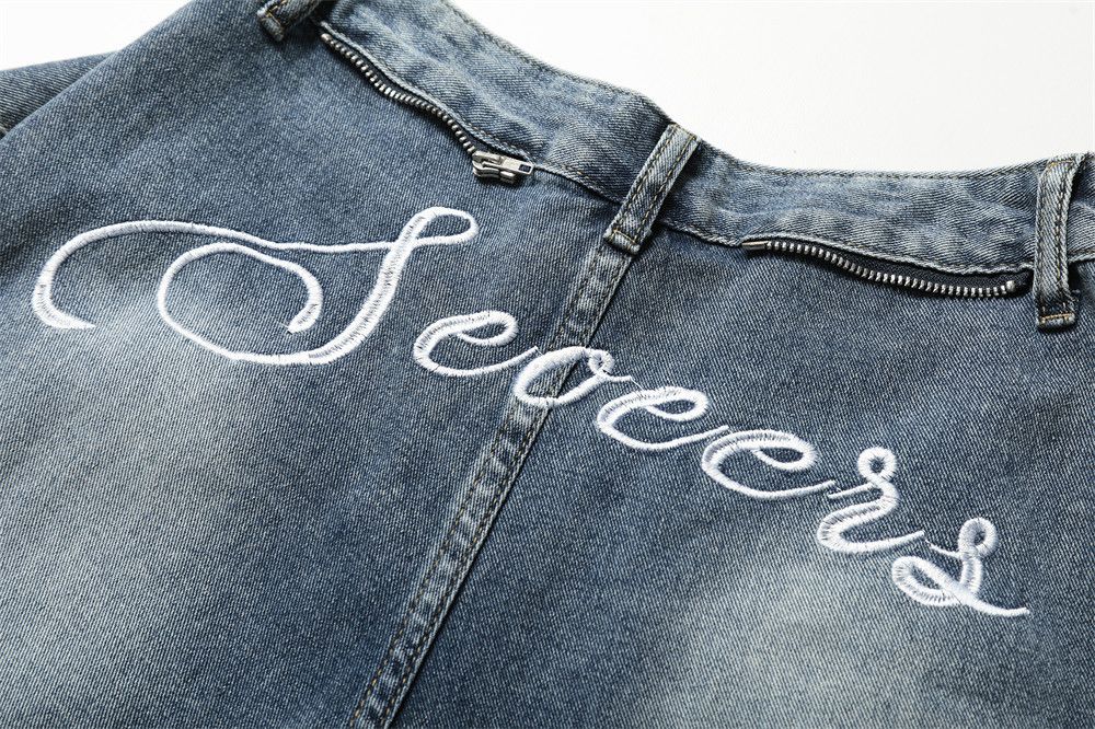 Jean Men's loose street zipper stitching lace-up scimitar jeans Size US 32 / EU 48 - 5 Thumbnail