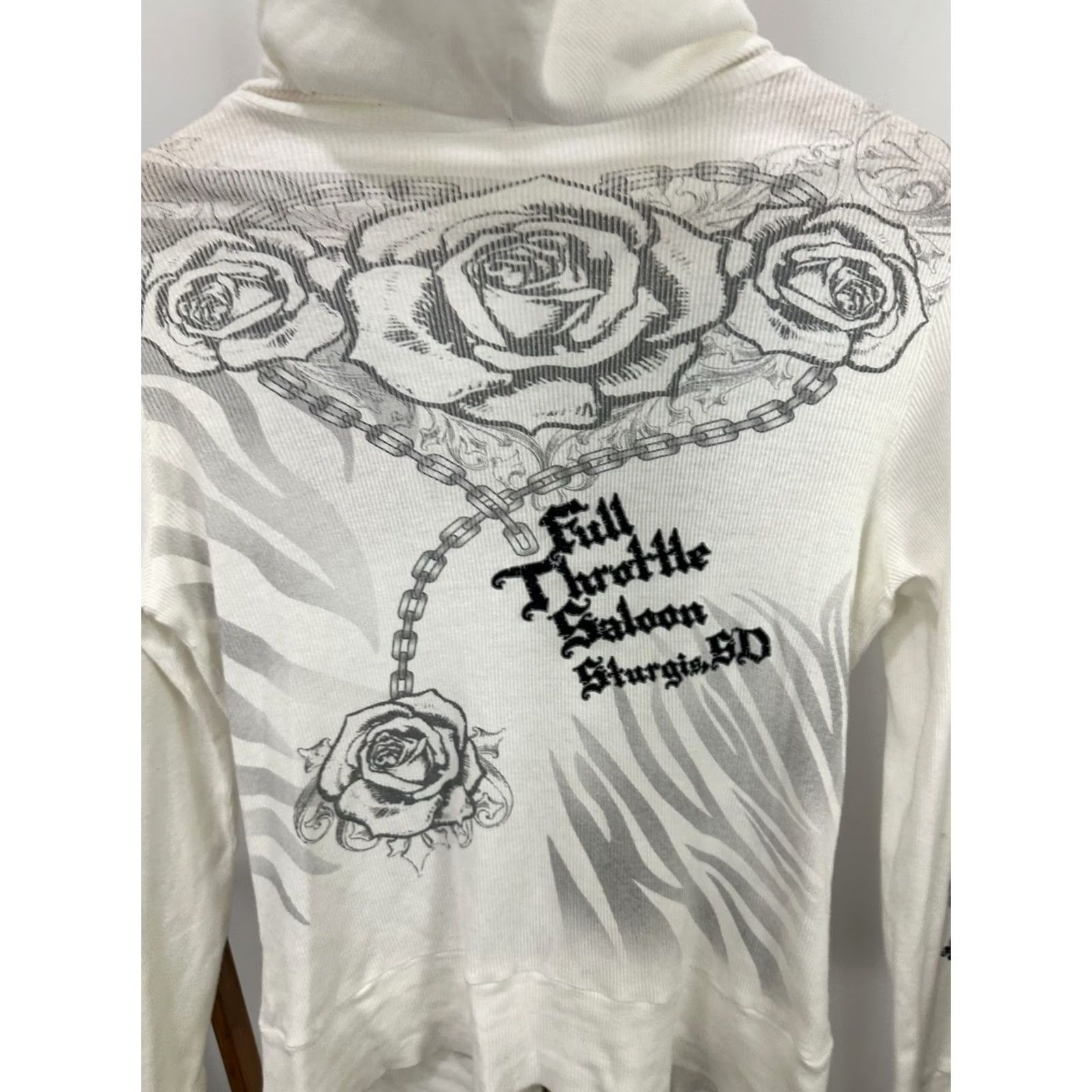 Vintage VINTAGE Y2K Rose Rosary Long Sleeve Full Zip Hoodie Women's White Size M Size M / US 6-8 / IT 42-44 - 5 Thumbnail