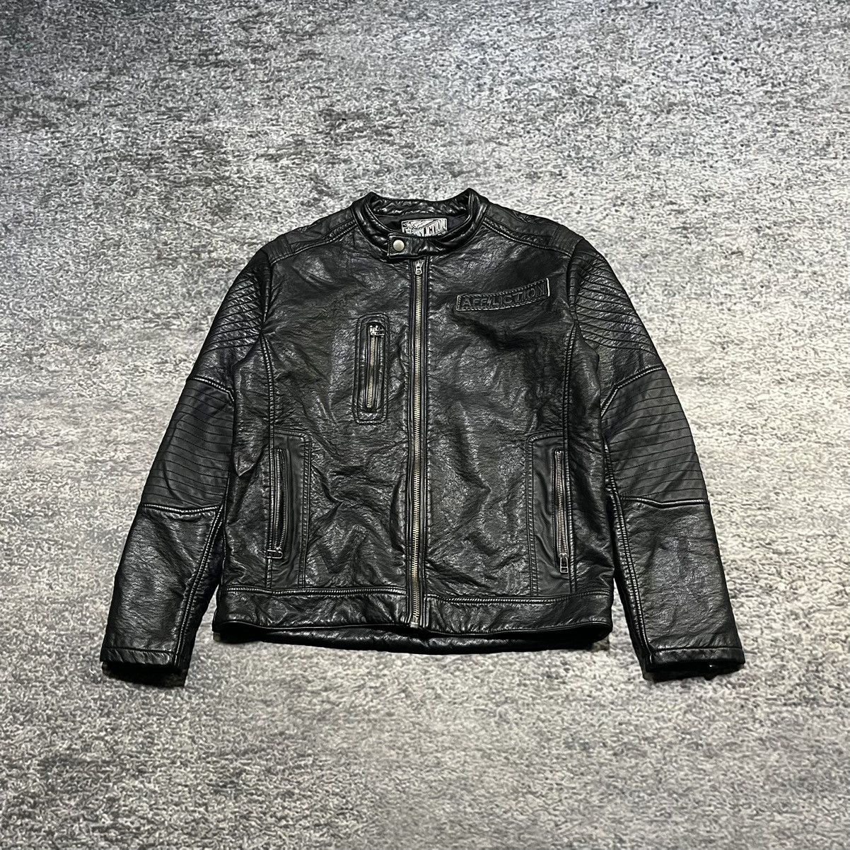 Affliction Affliction Black Premium Biker Grunge Skull Leather Jacket Size US L / EU 52-54 / 3 - 1 Thumbnail