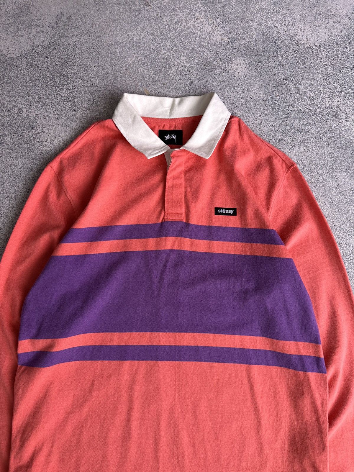 Japanese Brand × Stussy × Vintage Vintage Stussy Y2K Pink Long Sleeve Sweatshirt Size US L / EU 52-54 / 3 - 3 Thumbnail