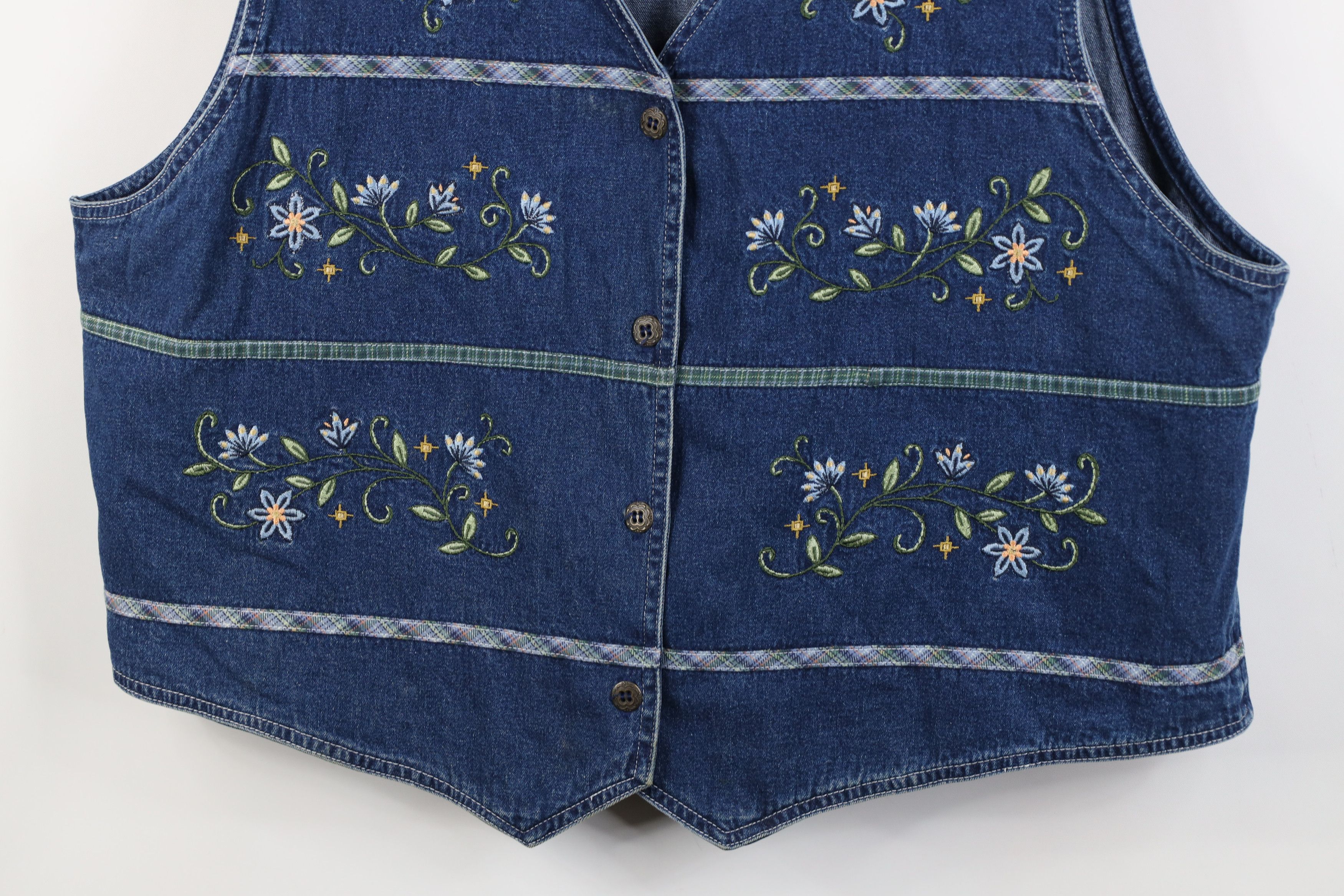 Vintage Vintage 90s Streetwear Striped Buckle Back Denim Vest Jacket Size XXL / US 16-18 / IT 52-54 - 3 Thumbnail