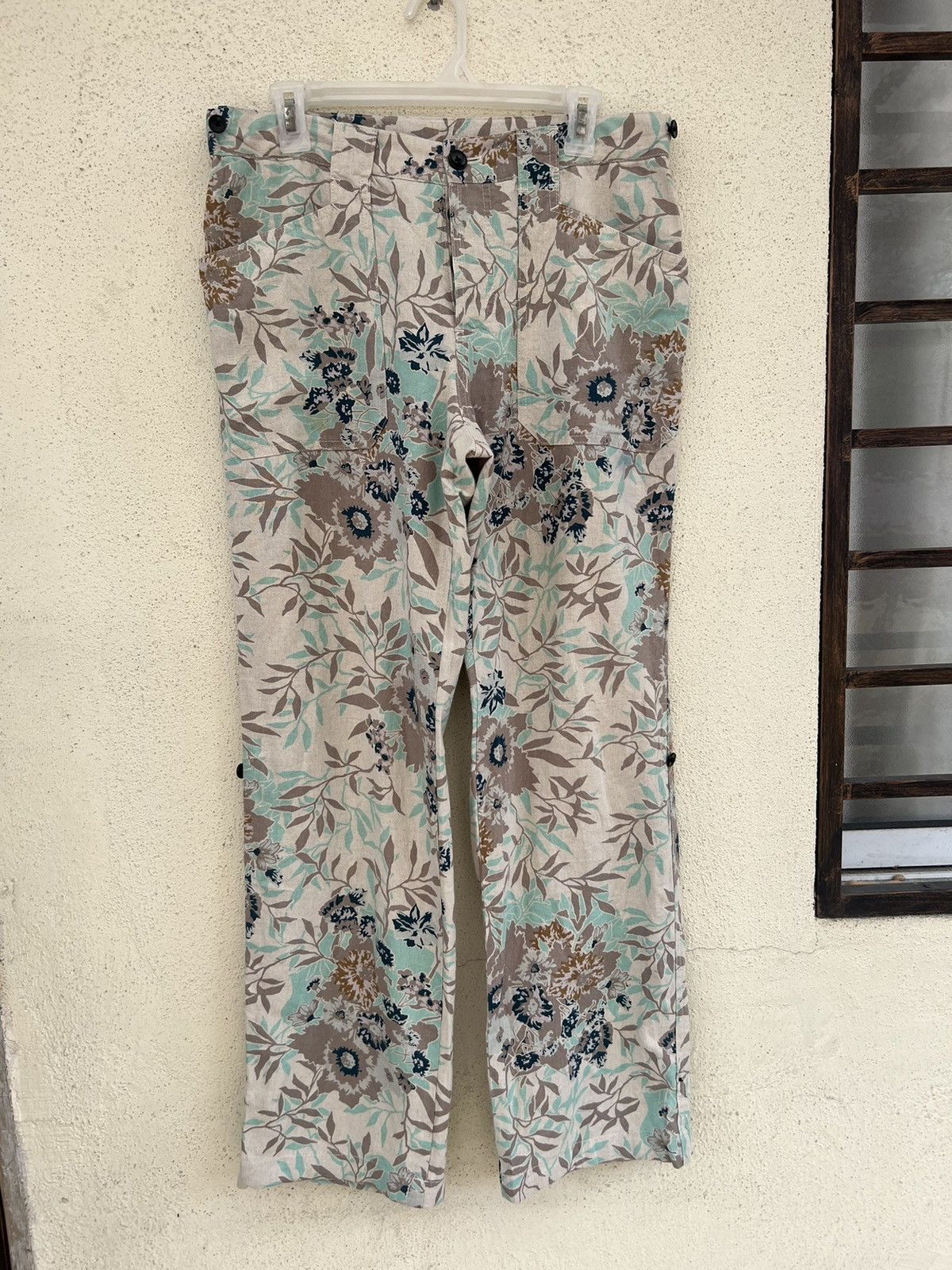 ABAHOUSE Vintage Abahouse Japan 100% Linen Floral Trouser Pant Size US 31 - 6 Thumbnail