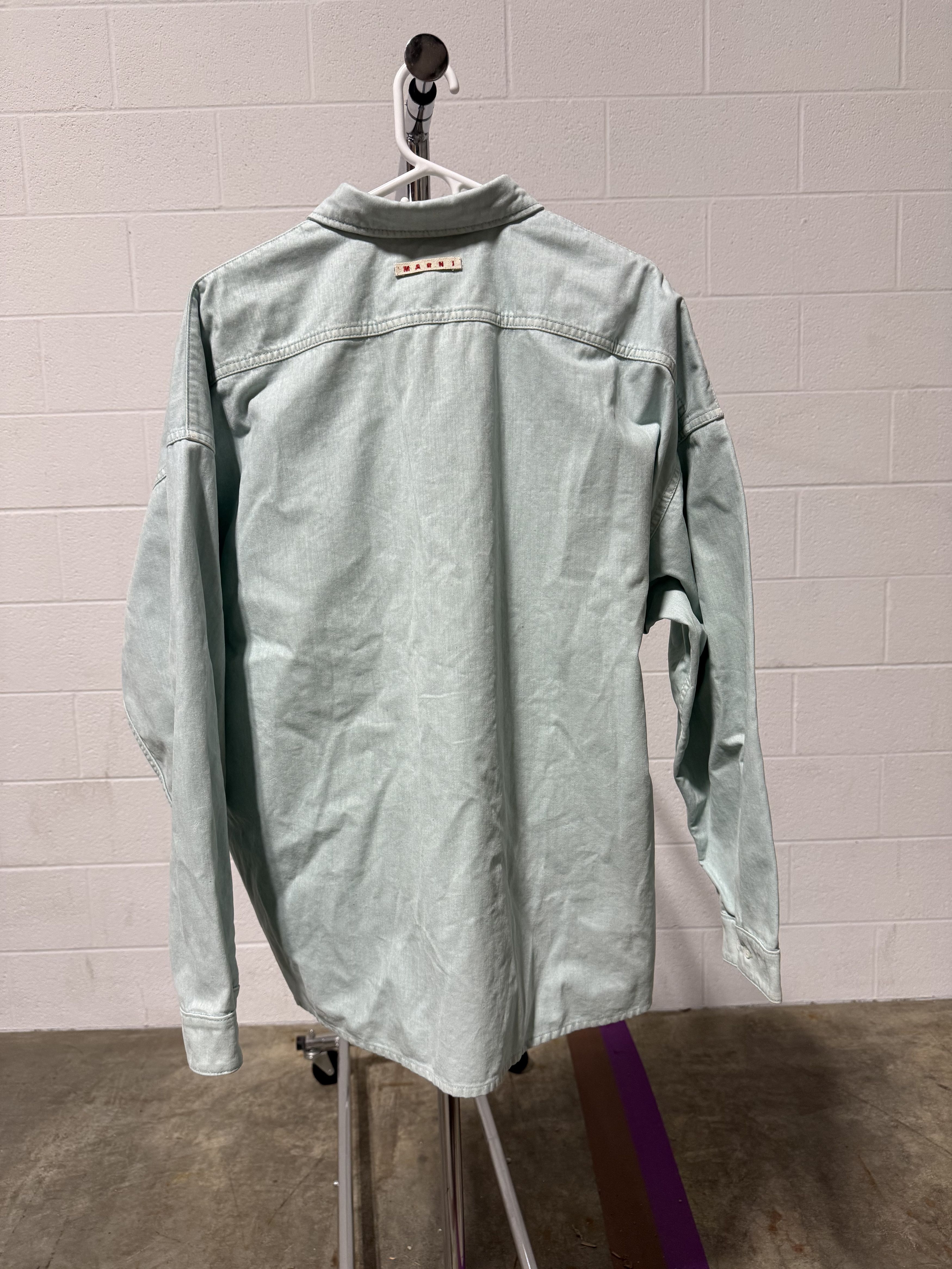 Marni Marni Flocked Denim Overshirt 'Aquamarine' Size US L / EU 52-54 / 3 - 4 Thumbnail