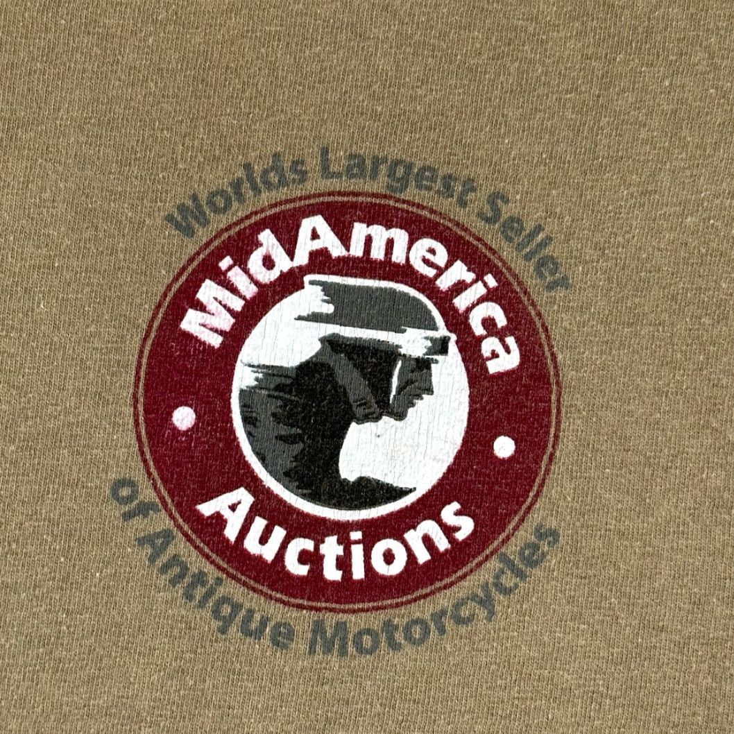 Gildan Motorcycle Shirt Adult LARGE Green Las Vegas Races Mid America Antique Auctions Mens T-Shirt Crew Neck Long Sleeve Cotton Size US L / EU 52-54 / 3 - 4 Thumbnail