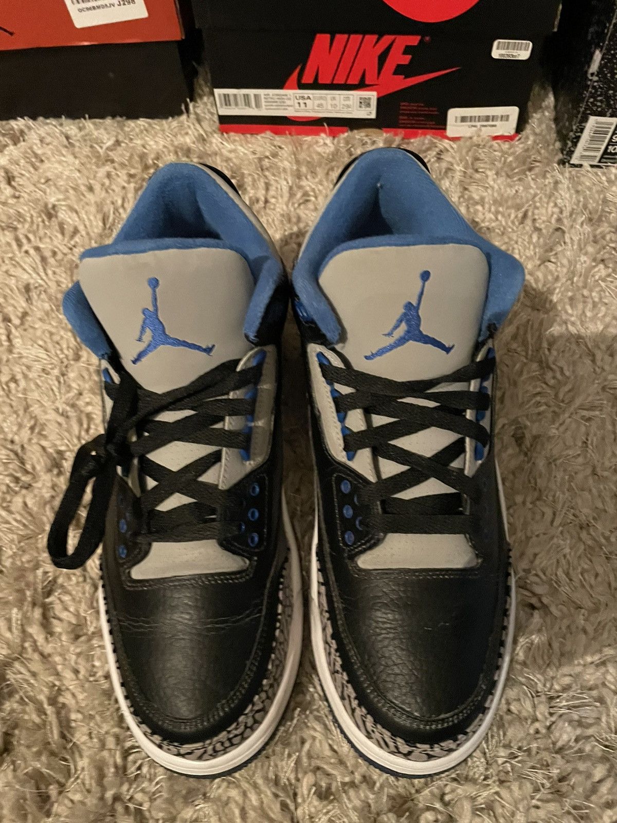 Jordan Brand Jordan 3 Black Sport Blue Size US 9 / EU 42 - 5 Thumbnail