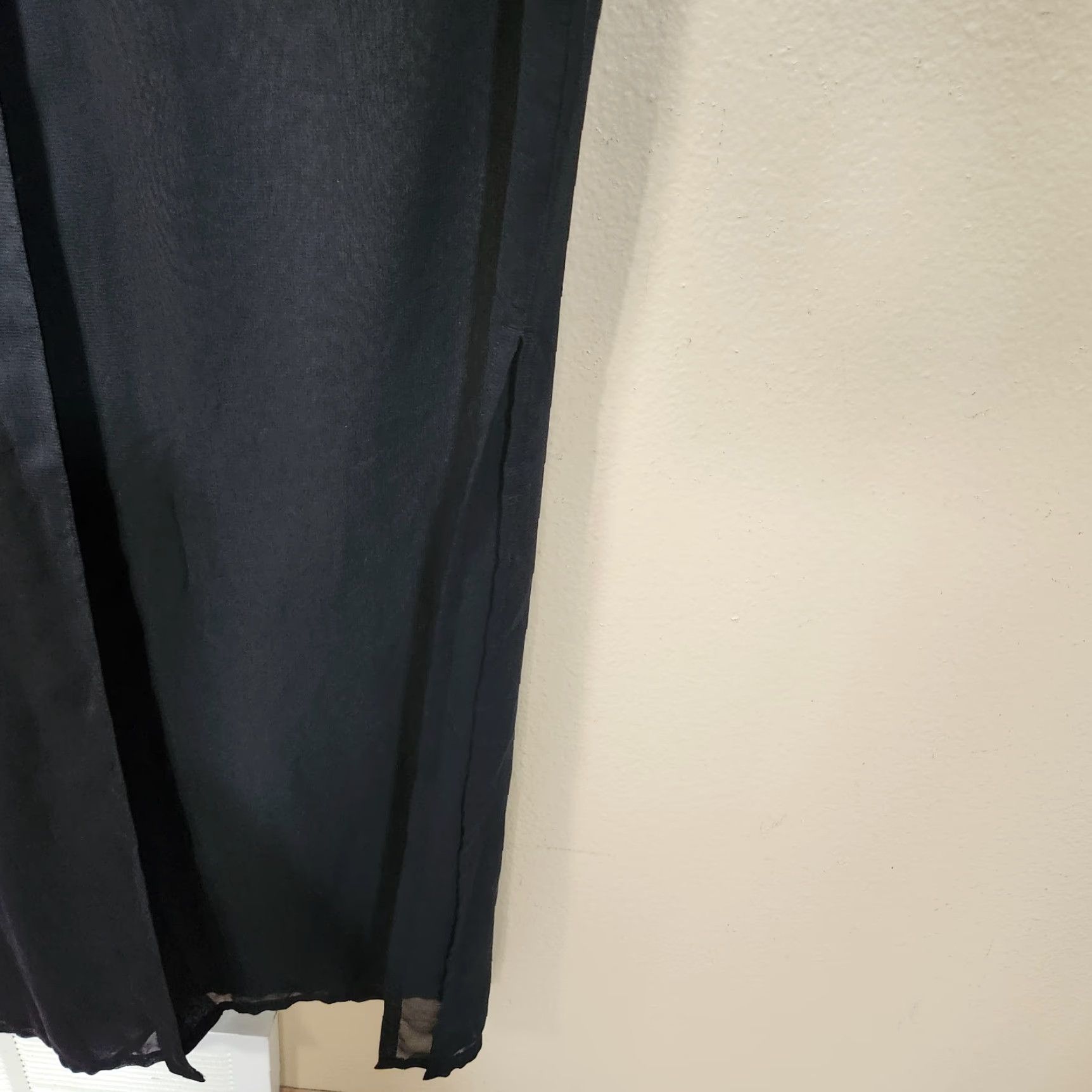 Vintage VINTAGE Sun Streak by Newport News Womens |M| Black Sheer LS Maxi Cover Up Dress w/Slits Size M / US 6-8 / IT 42-44 - 3 Thumbnail