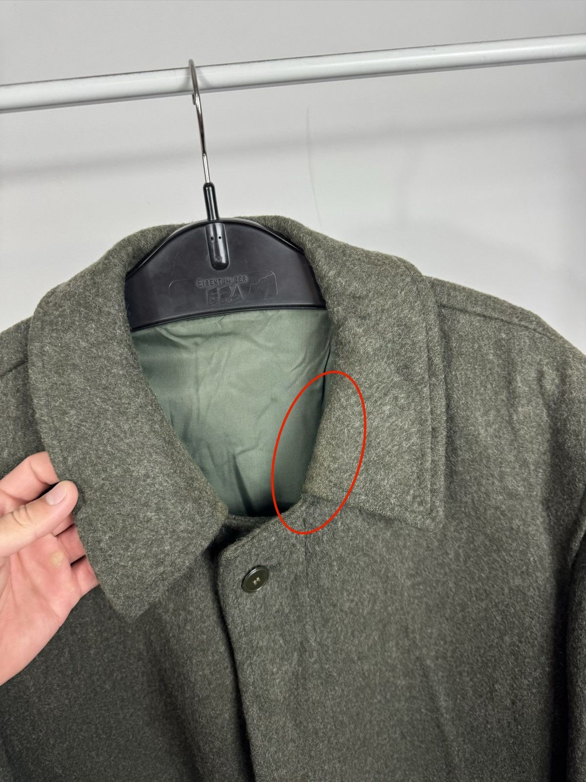 Other Vintage Men’s Olive Wool Overcoat Long Minimal Winter Coat Size US XXL / EU 58 / 5 - 8 Thumbnail