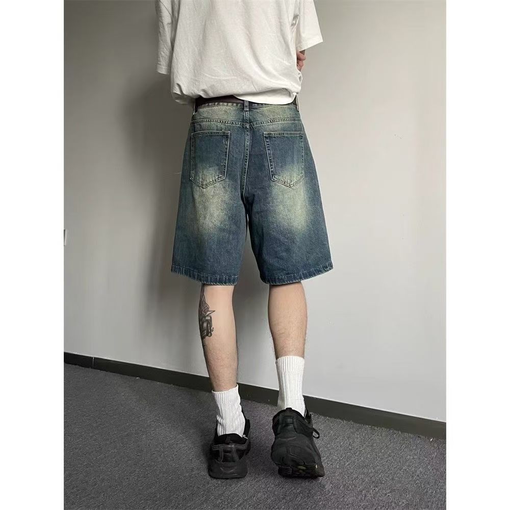 Japanese Brand × Jean Street washed retro distressed straight denim shorts y2k Size US 32 / EU 48 - 4 Thumbnail