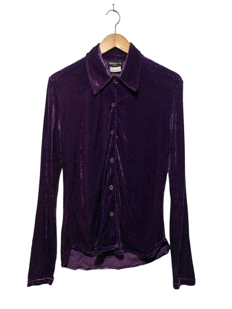 Morgan De Toi Vintage Morgan De Toi velvet purple shirt made in france Size M / US 6-8 / IT 42-44 - 2 Thumbnail