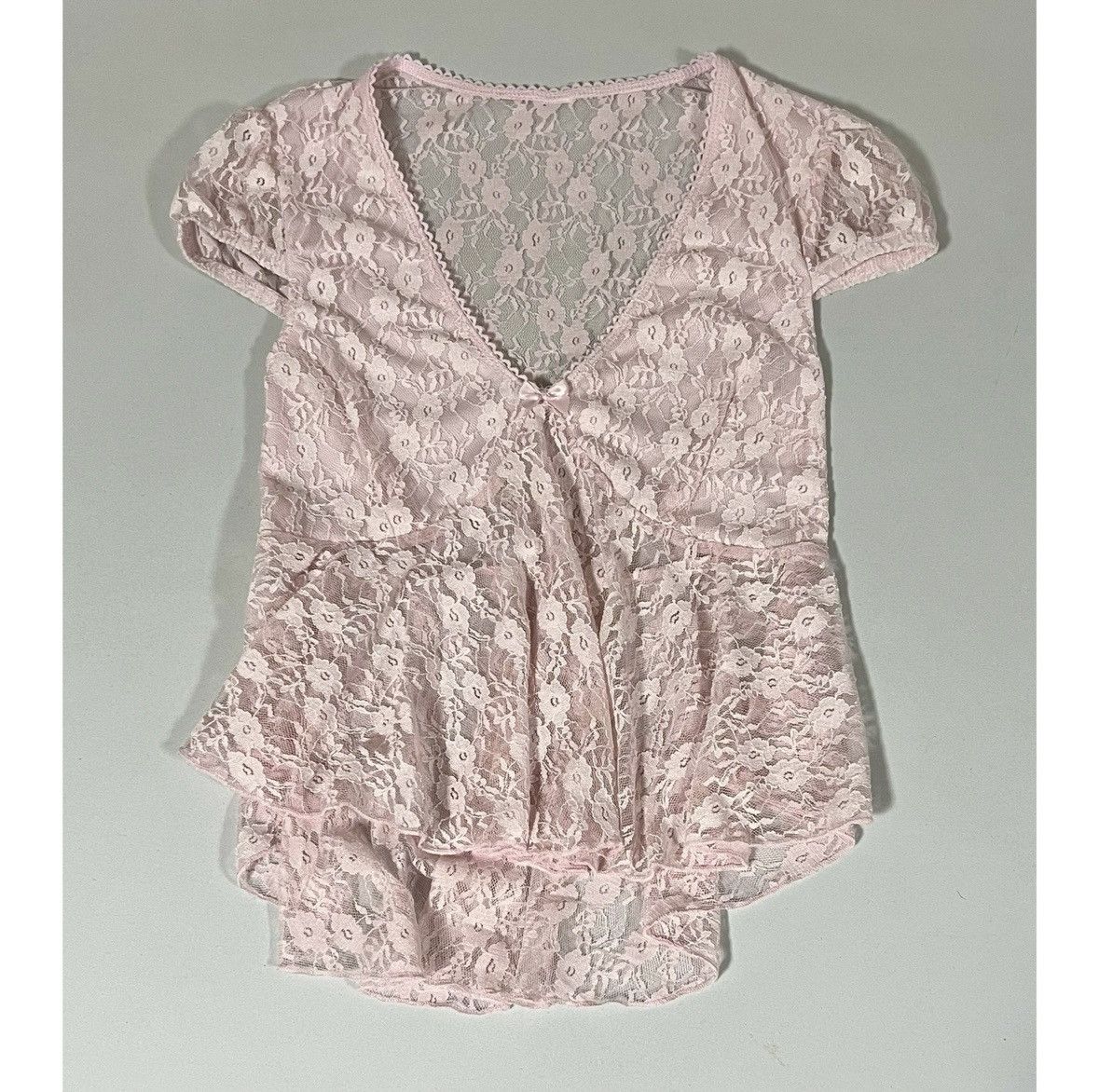 Japanese Brand Pink Pastel Lace Babydoll Shirt Top Blouse Tee Size S 🎀✨ Size S / US 4 / IT 40 - 2 Thumbnail