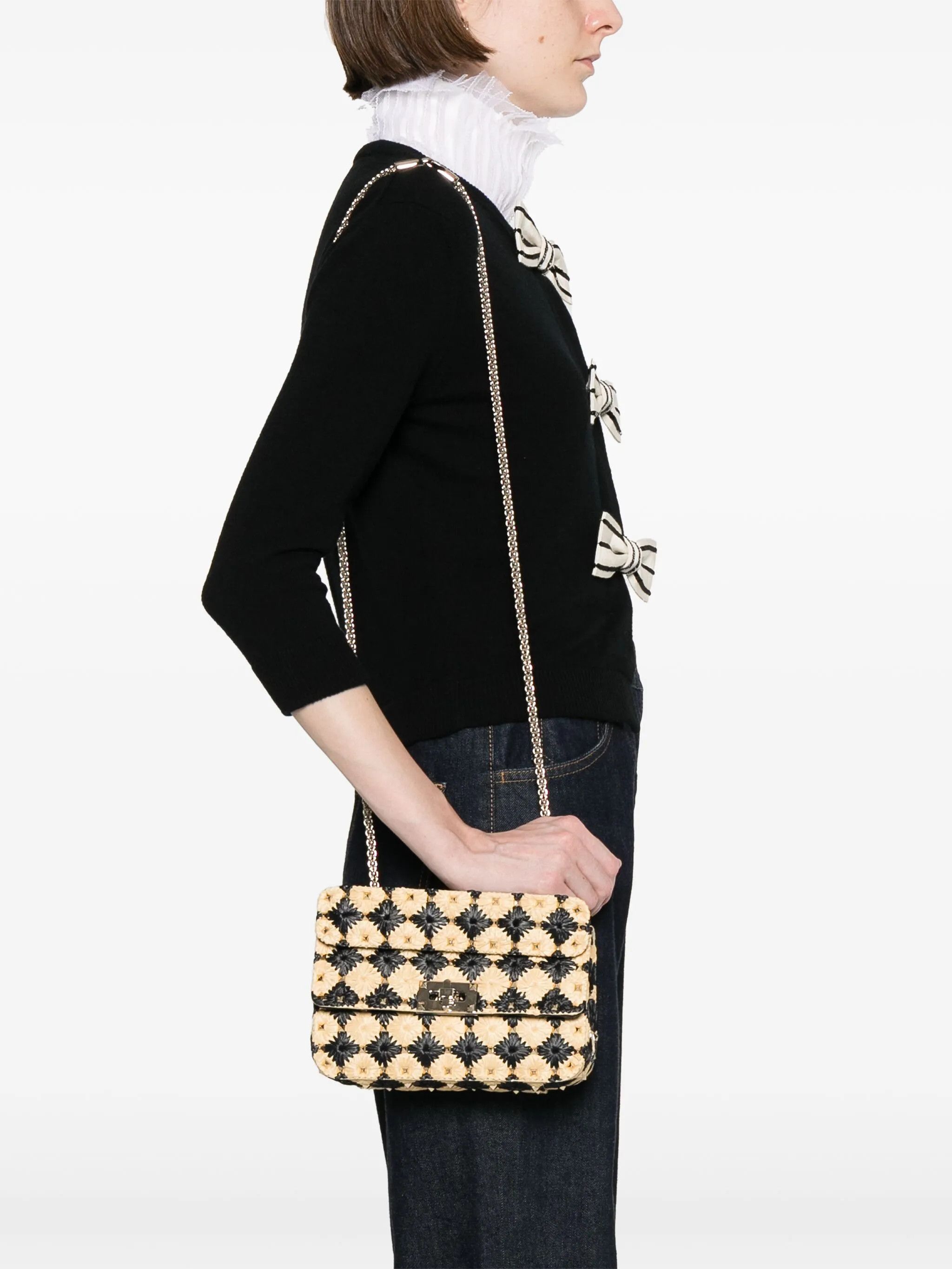 Valentino os11x0126 Size: OS / Rocksted Shoulder Bag in Beige/Black Size ONE SIZE - 2 Thumbnail