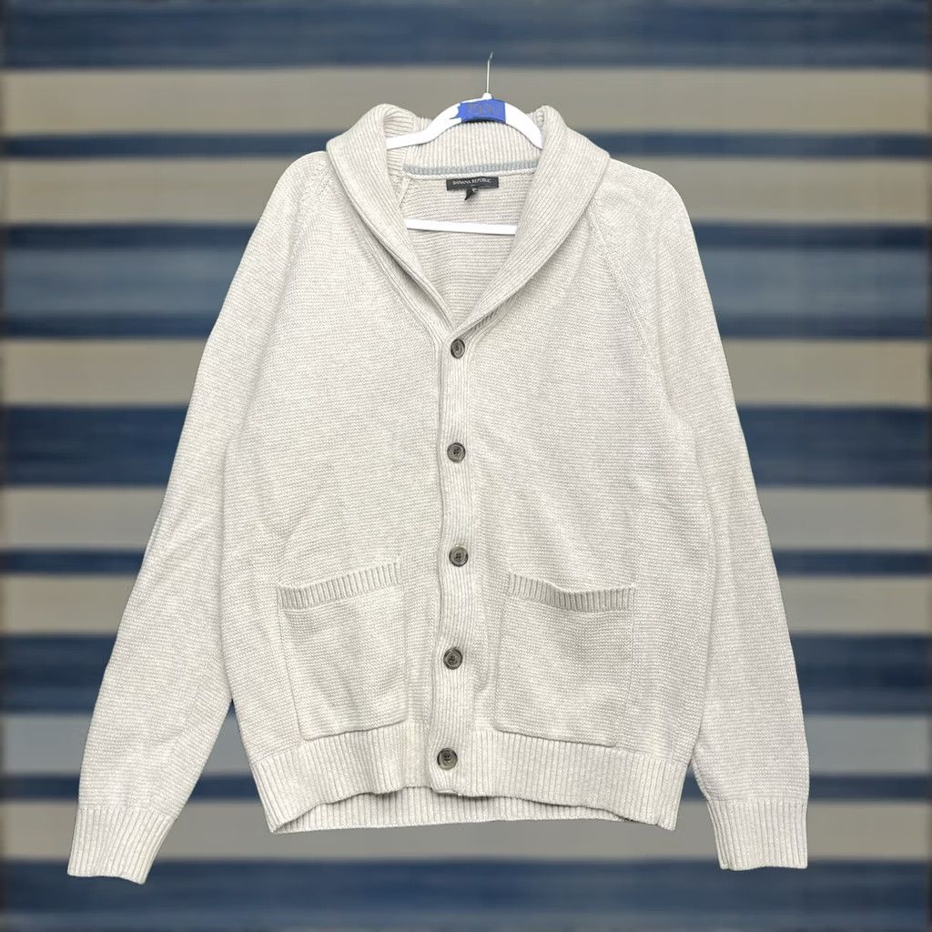 Banana Republic Banana Republic Cardigan Mens Large Beige Cotton Knit Button Shawl Sleeve Long Classic 90s Preppy Teacher Retro Jumpers Size US L / EU 52-54 / 3 - 1 Thumbnail