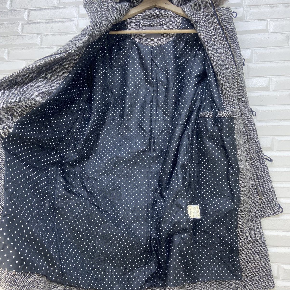 Japanese Brand Working@Manys Rabbit Fur Herringbone Wool Heavy Coat Size US S / EU 44-46 / 1 - 14 Thumbnail