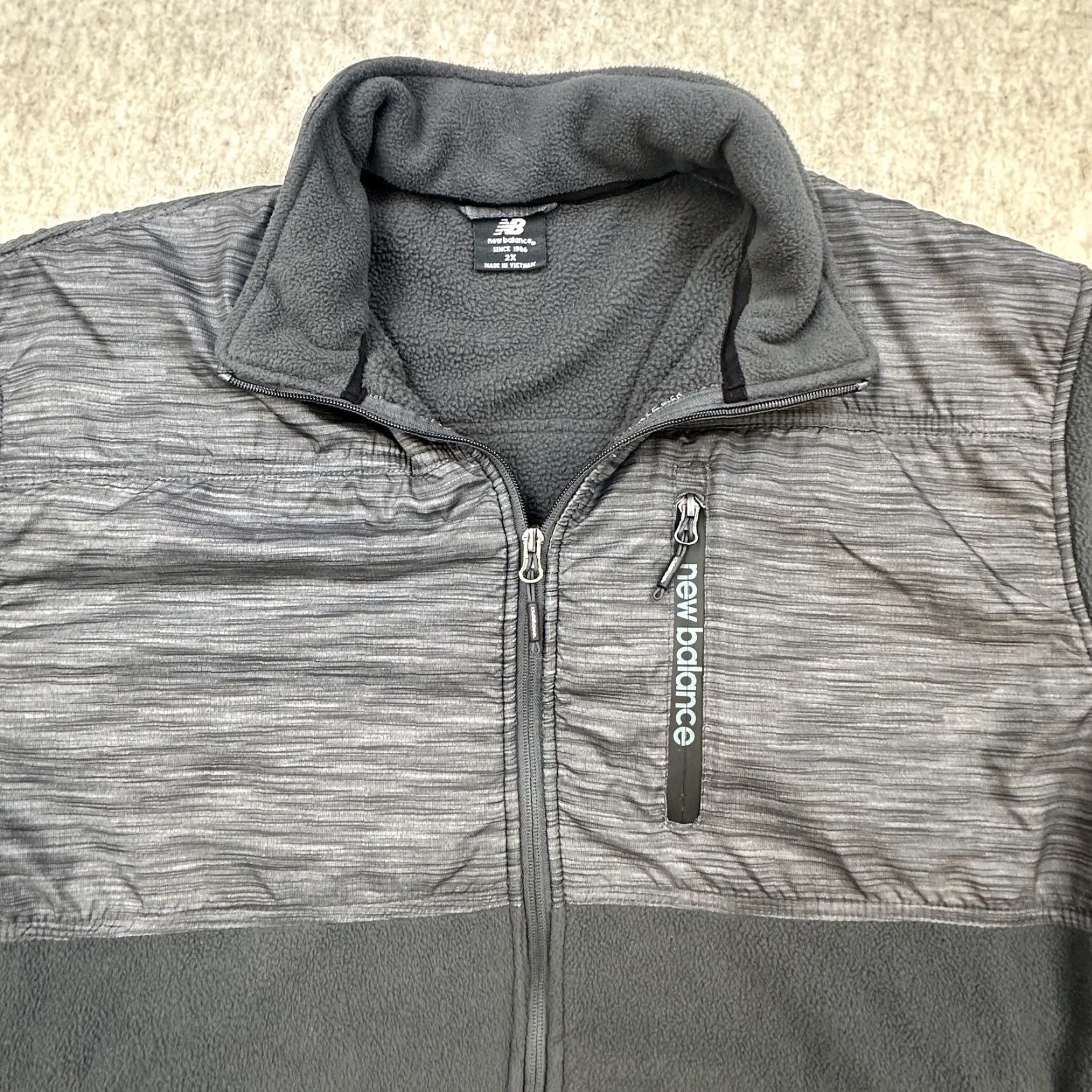 New Balance New Balance Jacket Mens 2XL Gray Full Zip Fleece Chest Pocket Athletic Warm Size US XXL / EU 58 / 5 - 3 Thumbnail
