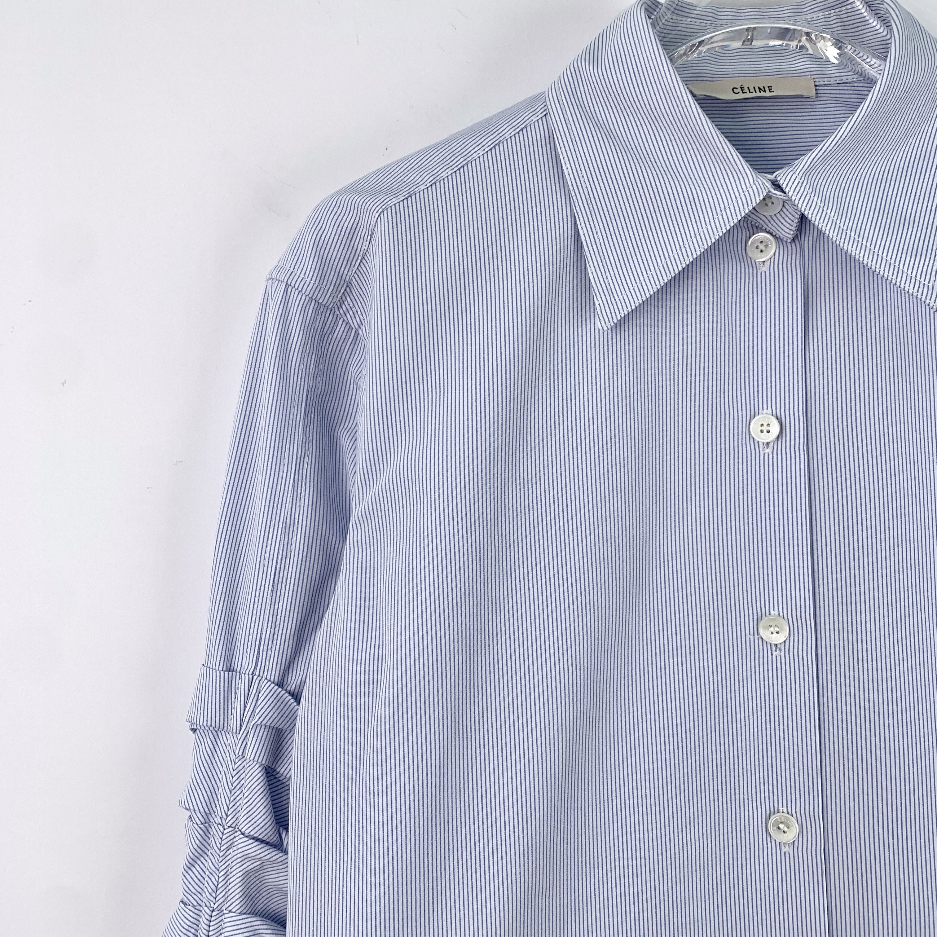 Celine Celine Shirt – Light Blue Stripe Cotton (Size XXS) Size XXS / US 00 / IT 34 - 6 Thumbnail