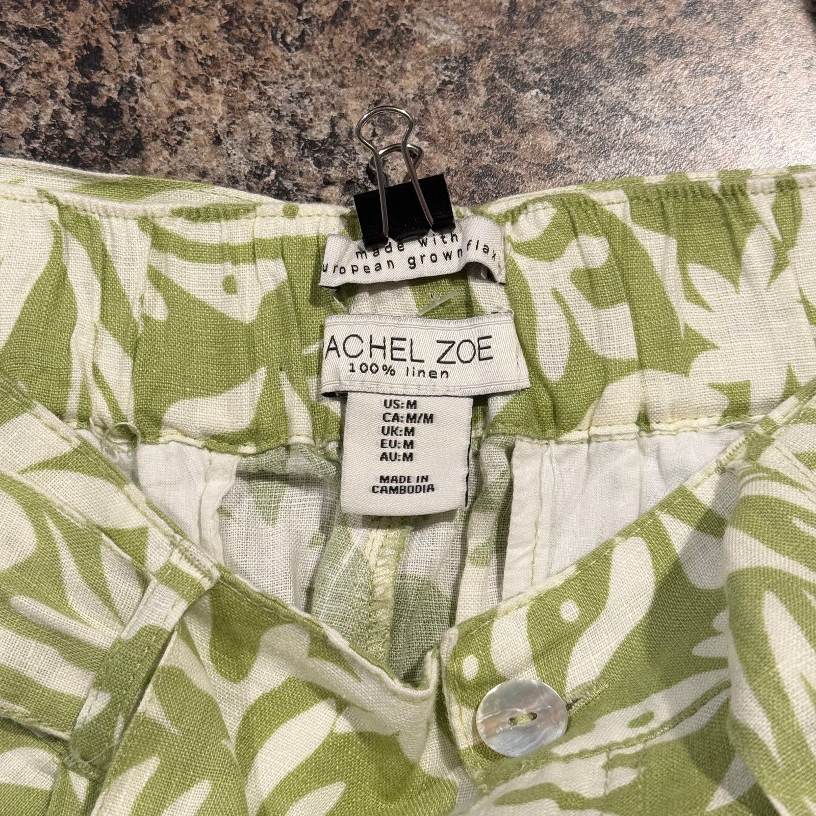 Rachel Zoe NEW Rachel Zoe Pants Linen Wide Leg High Rise Green Medium Size 28" / US 6 / IT 42 - 2 Thumbnail