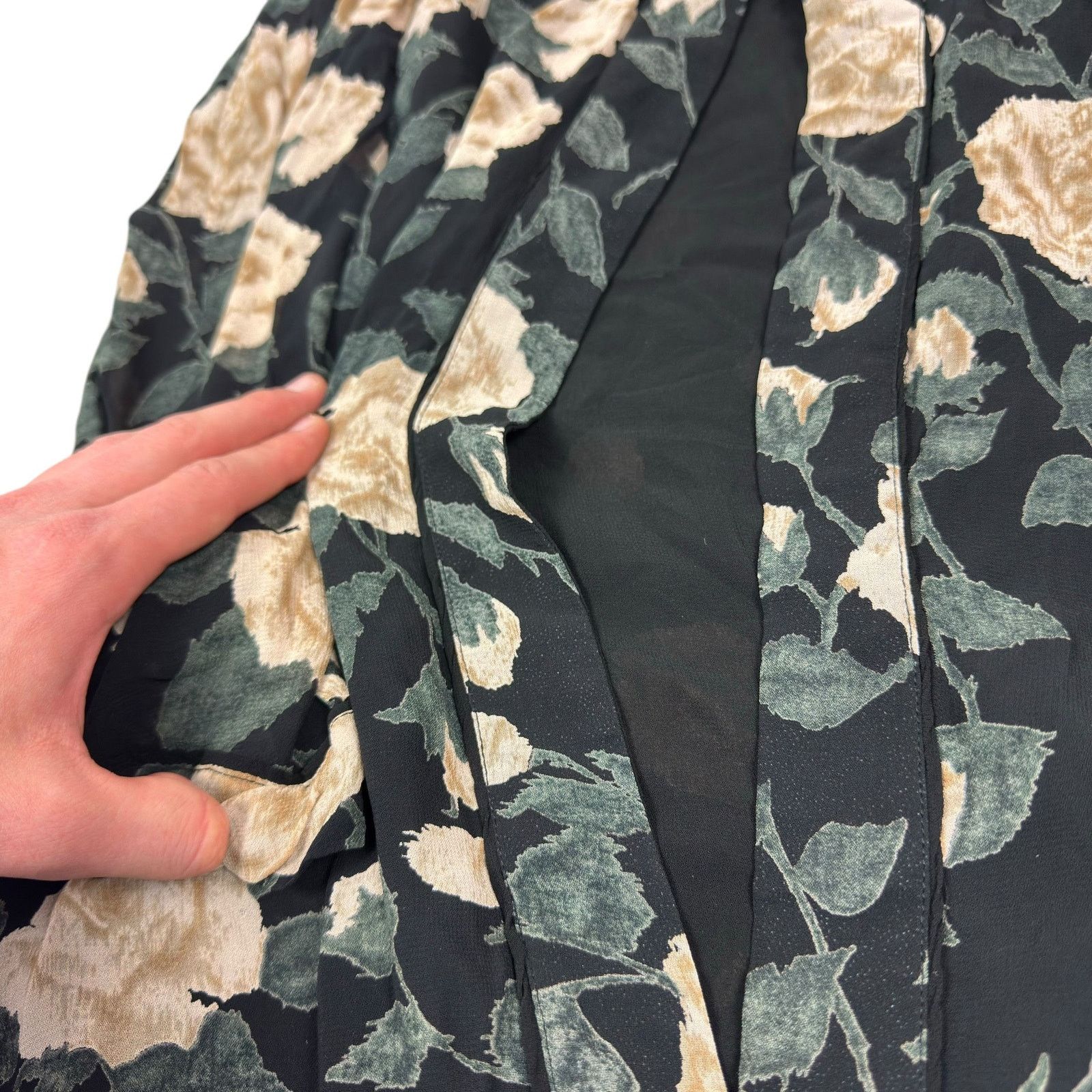 Ganni × Japanese Brand Ganni Black Floral Kimono Dress Size S / US 4 / IT 40 - 4 Thumbnail