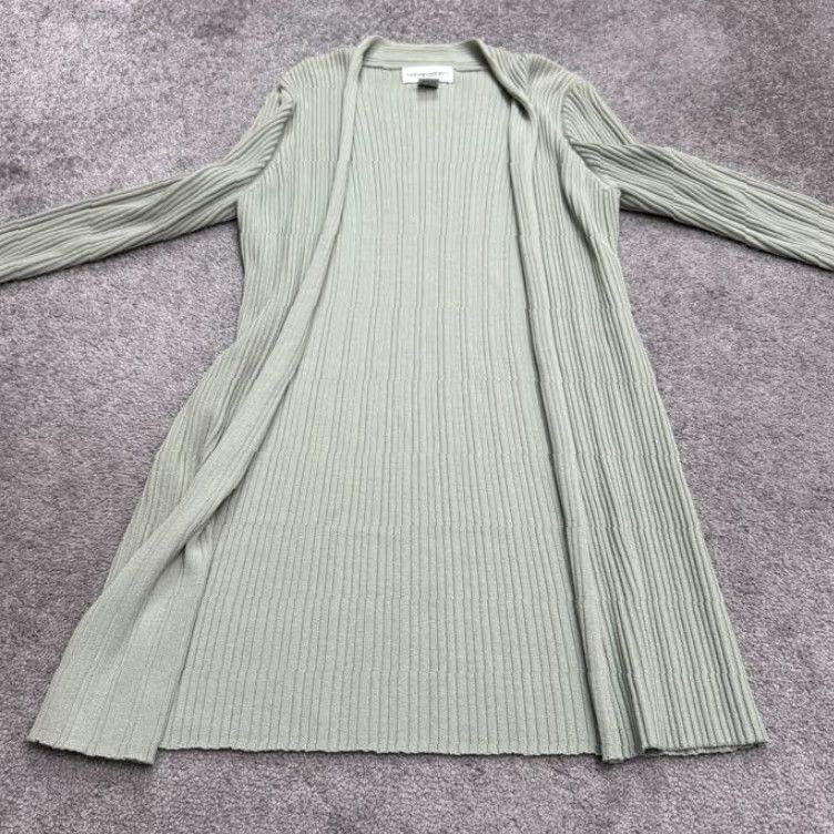 Bloomingdale's VINTAGE Bloomingdale's 90s Open Cardigan Sweater Womens Small Sage Green Classic Lightweight Size S / US 4 / IT 40 - 2 Thumbnail