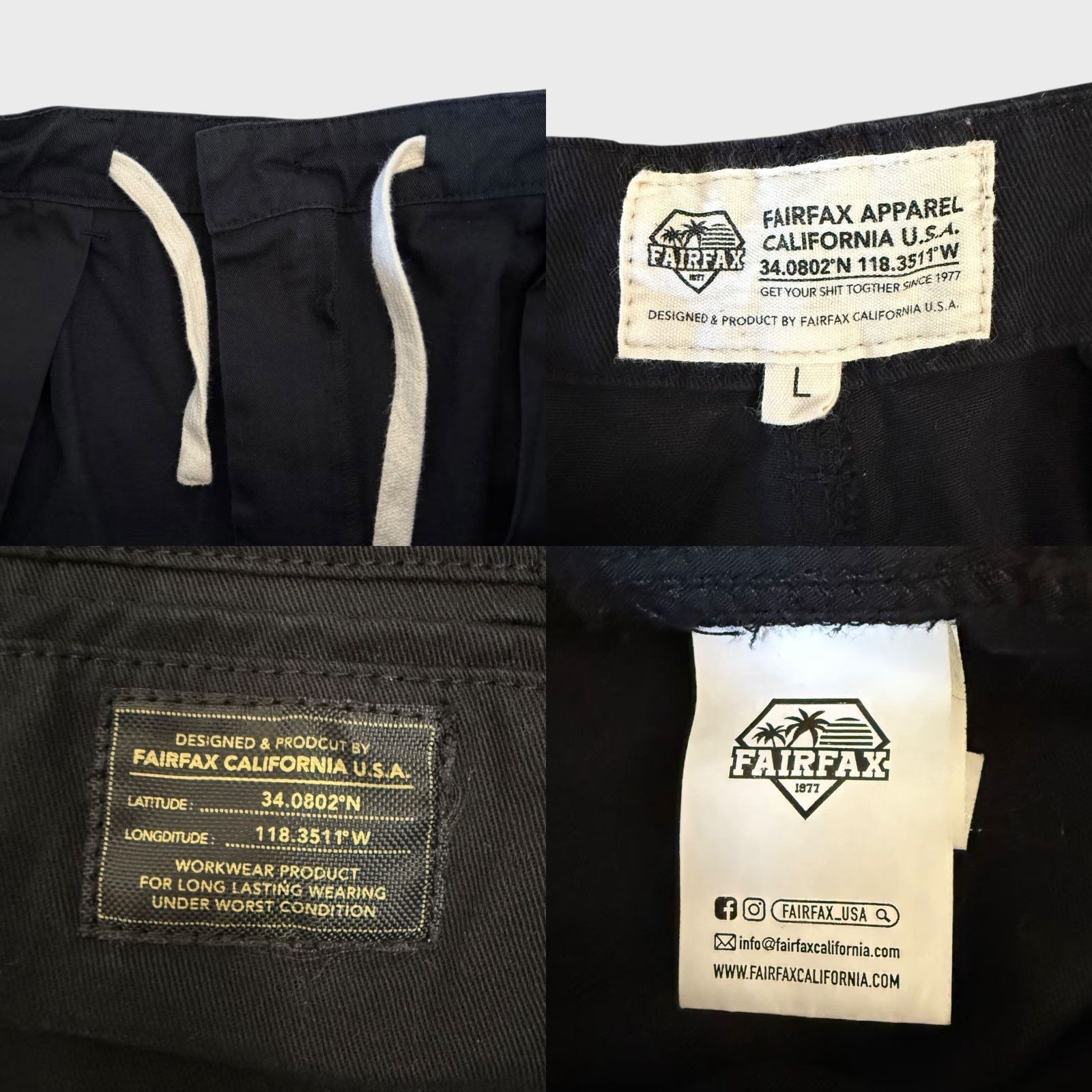 Vintage FAIRFAX APPAREL Pleated Cuffed Skater Pants Black Men's Large Baggy Relaxed-Fit Chino 5-Pocket Grunge Retro Size US 33 - 8 Thumbnail