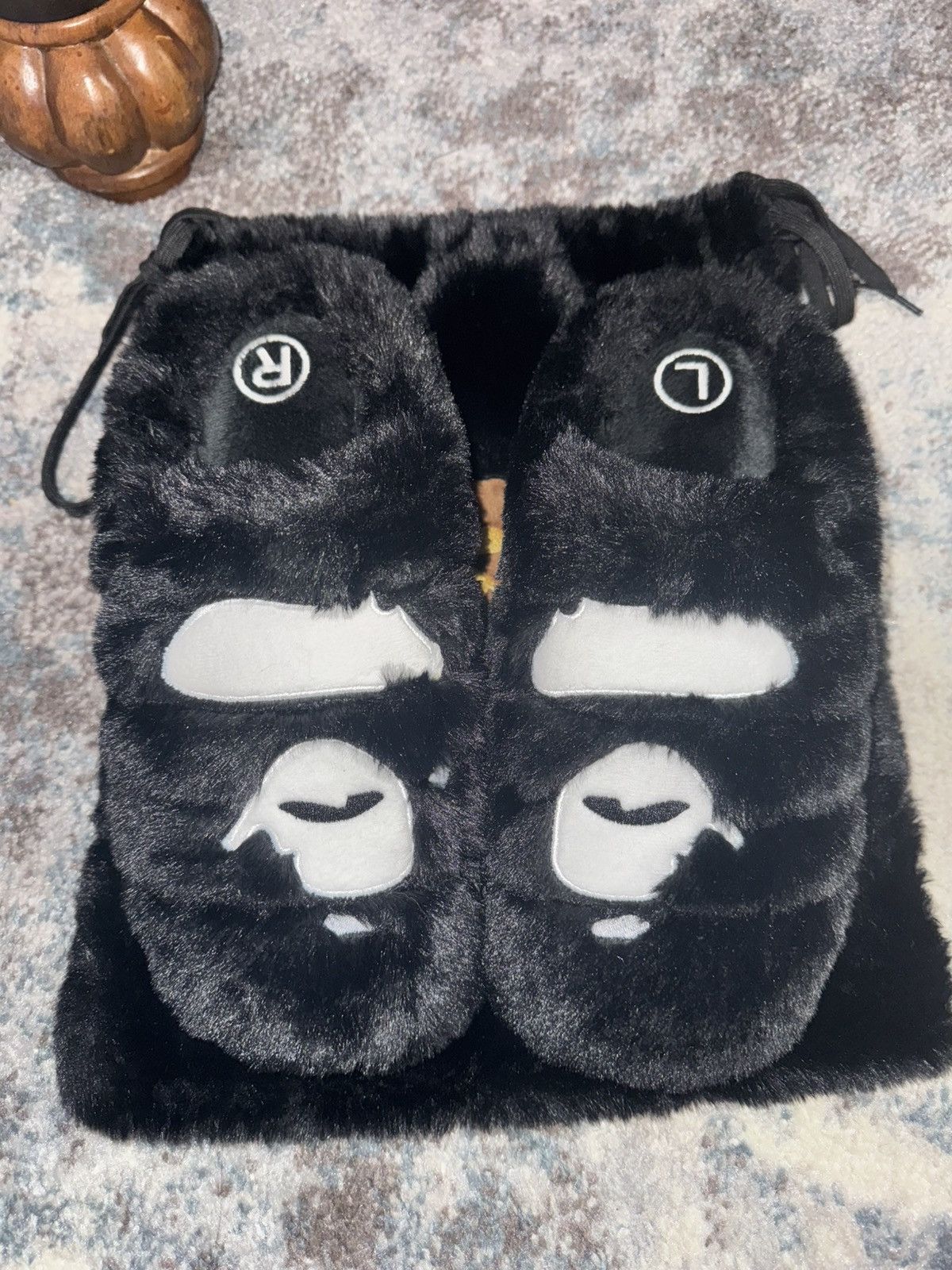 Bape × SUBU BAPE x SUBU BOA PUFFER APE HEAD SLIPPERS | Grailed