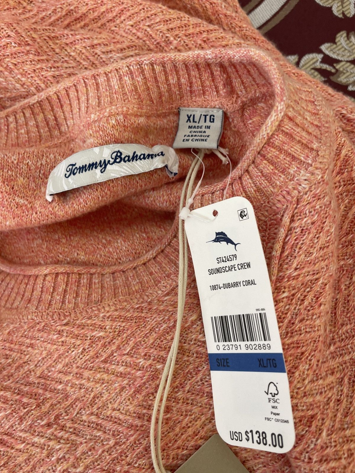 Tommy Bahama Soundscape Crewneck sweater Nwt 138.00 Size US XL / EU 56 / 4 - 8 Thumbnail