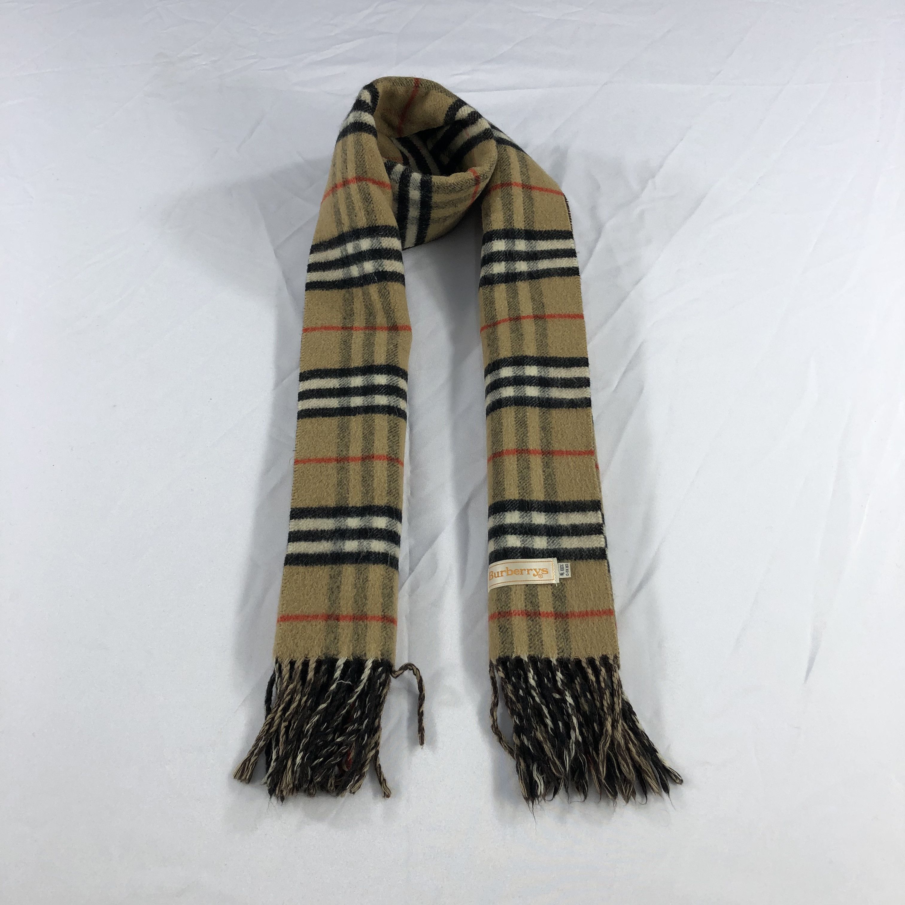 Burberry Burberrys Nova Check Tan Wool Scarf Muffler V1038 Size ONE SIZE - 1 Thumbnail