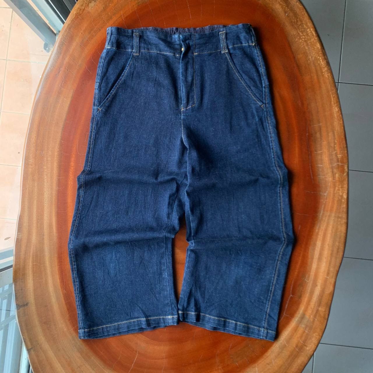 Issey Miyake Plantation By Issey Miyake Wide Leg Crop Blue Denim Pants Size US 28 / EU 44 - 1 Thumbnail