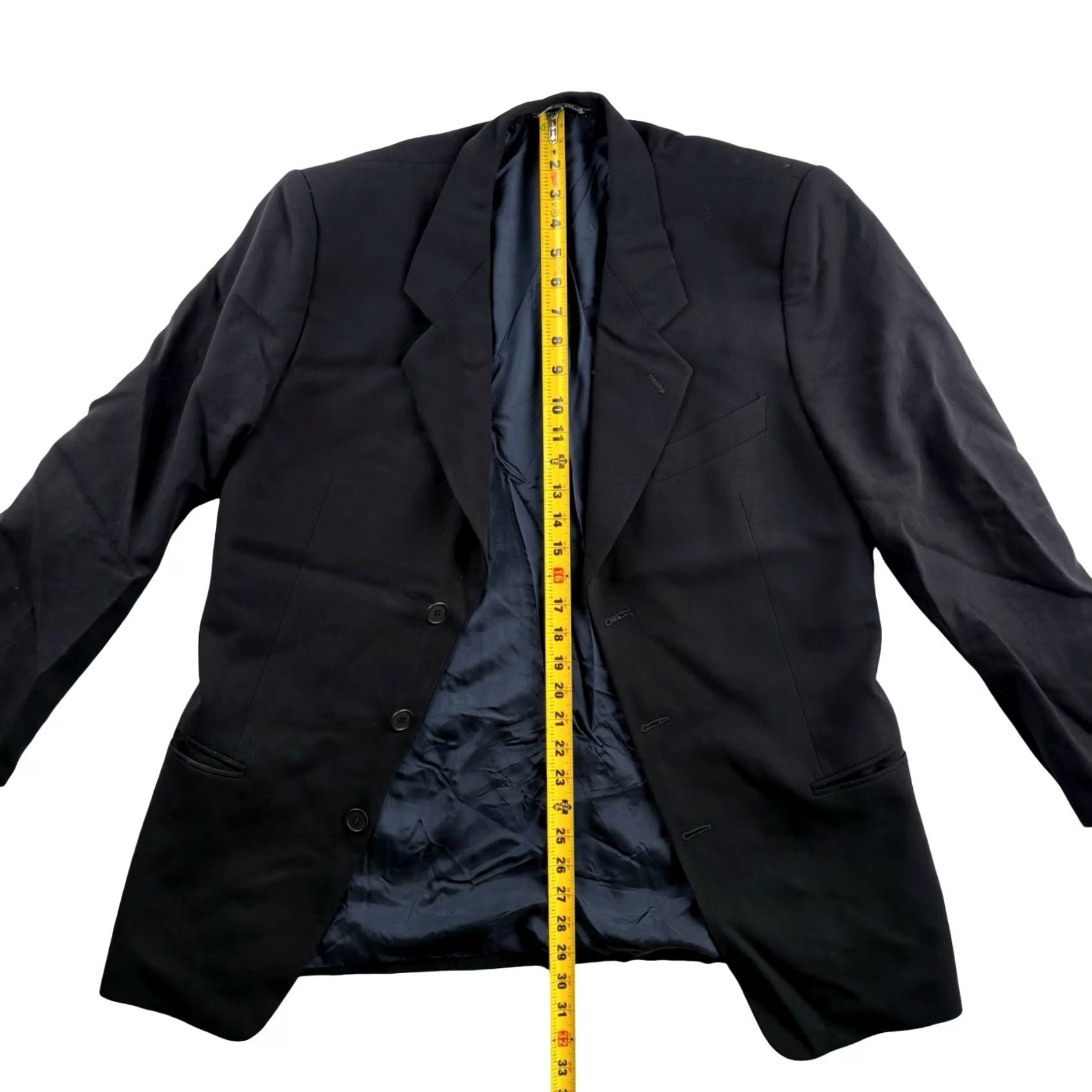 Giorgio Armani Giorgio Armani Blazer Jacket Men’s Wool Blend Blue 40S Italy 2 Piece Notch Lapel Front Two-Button Ventless Regular Short Solid Vintage: No Mens Size 40R - 5 Thumbnail