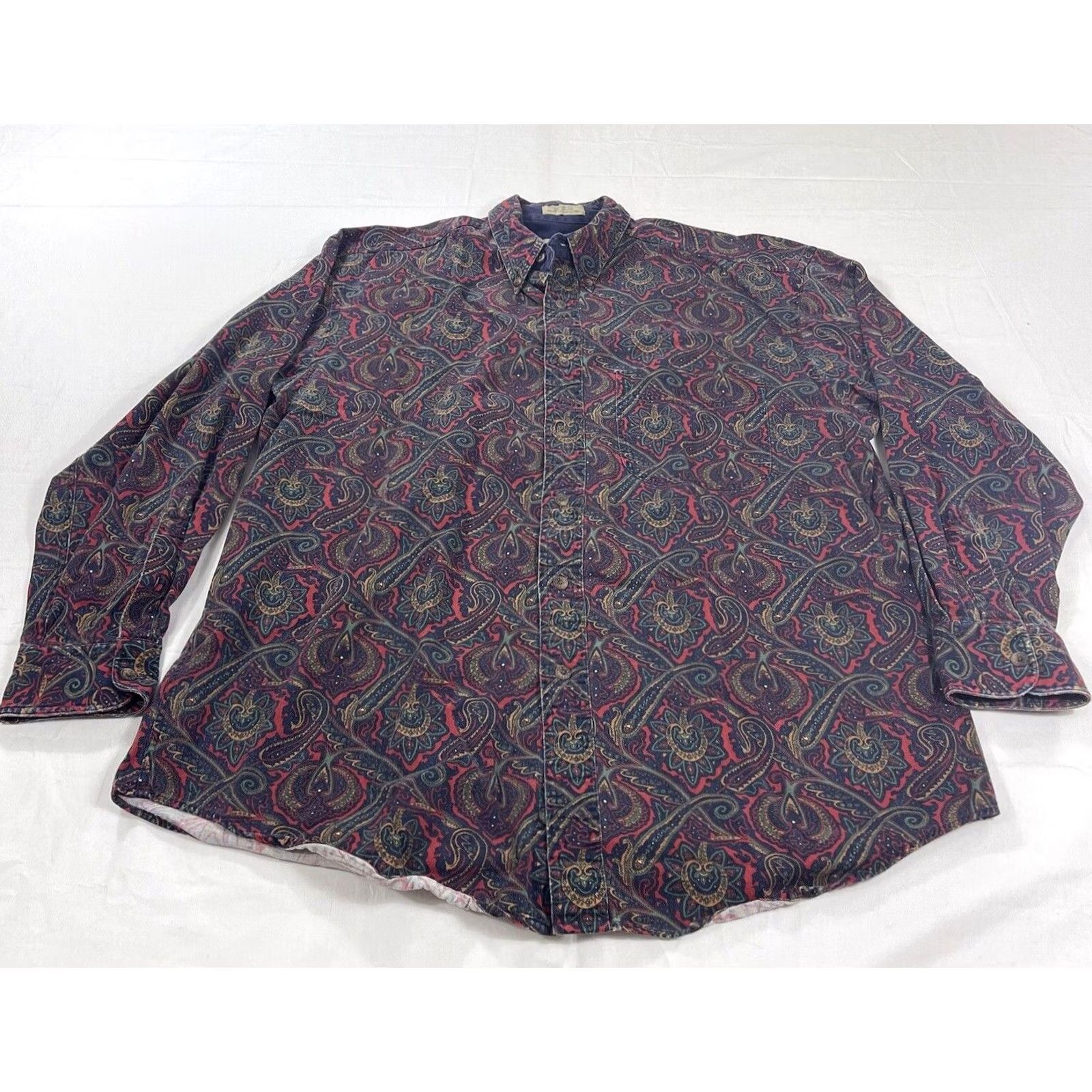 Vintage VINTAGE Adirondack Savile Rowe Sz L Button Shirt Twill Long Sleeve Paisley NICE Size US L / EU 52-54 / 3 - 2 Thumbnail