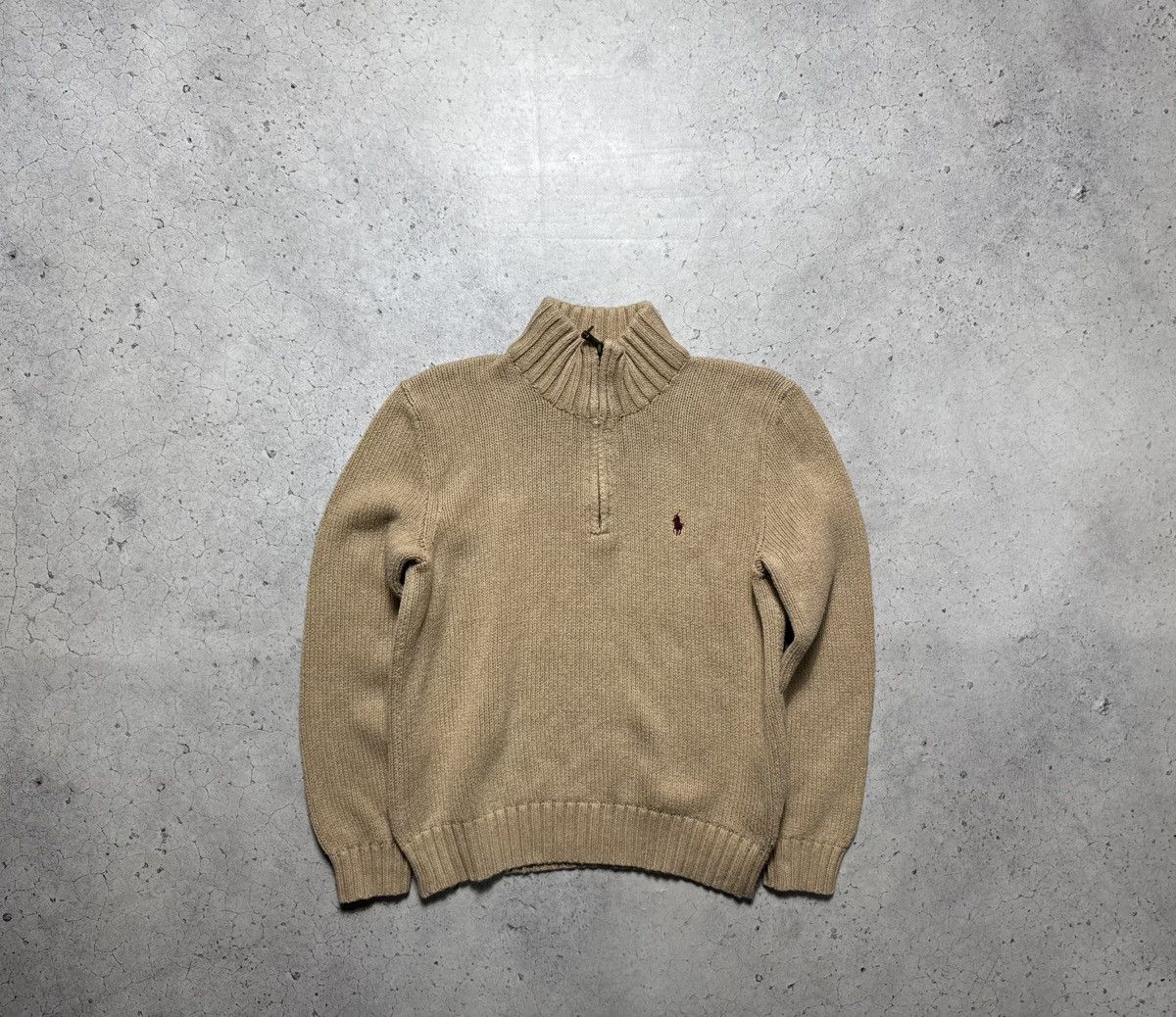 Polo Ralph Lauren Polo Ralph Lauren Knitted 1/4 Zip Beige Vintage Sweater Size US S / EU 44-46 / 1 - 1 Thumbnail