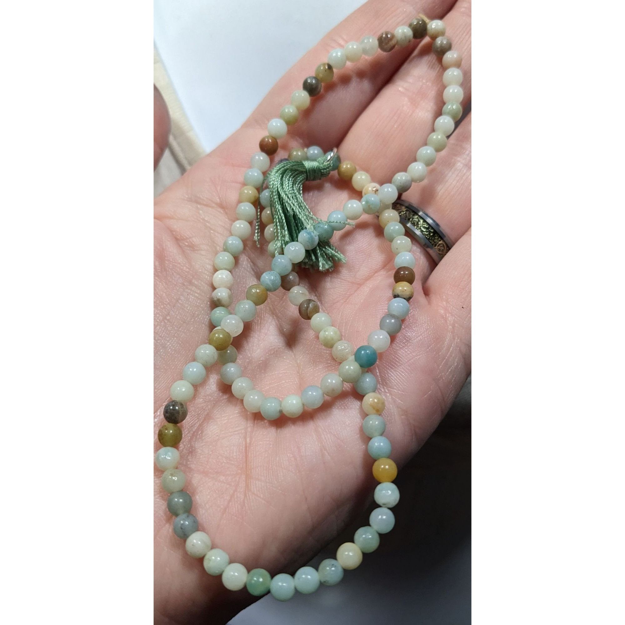 Other Earthy Amazonite Beaded Stretch Necklace With Thread Tassel Size ONE SIZE - 5 Thumbnail