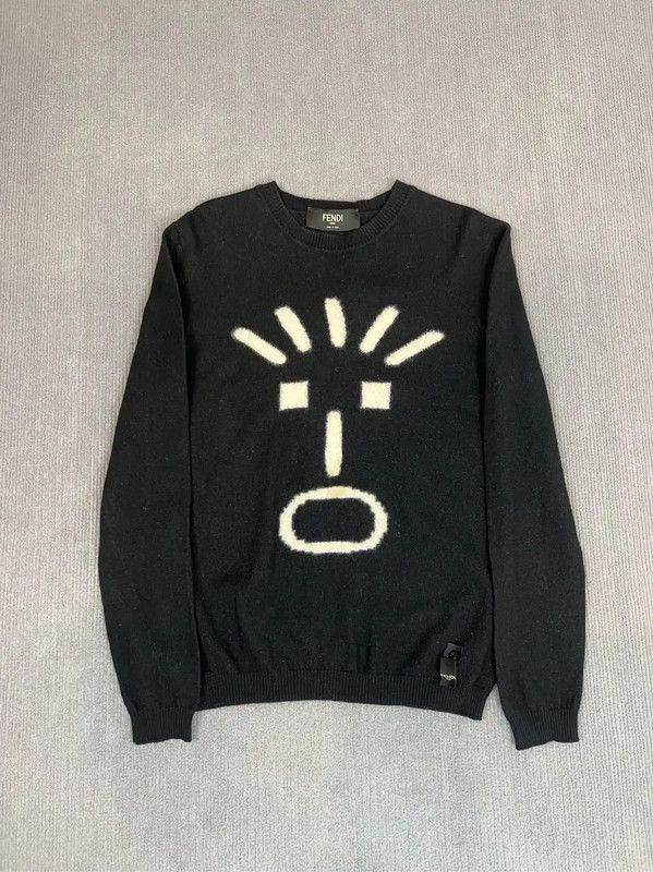 Fendi Fendi Black Wool Women's Sweater with Design 0089 Size L / US 10 / IT 46 - 1 Thumbnail