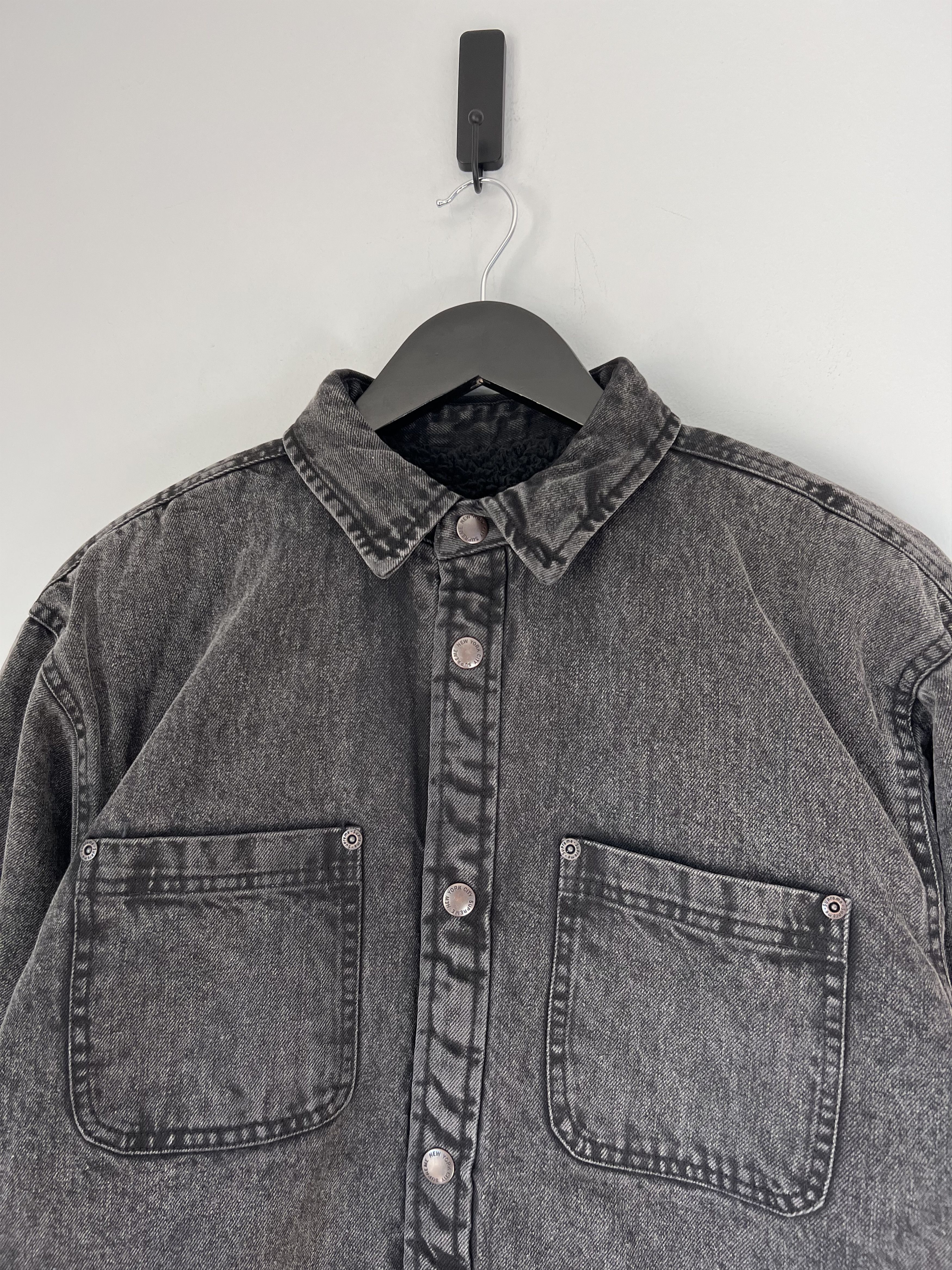 Supreme Supreme Faux Shearling Denim Work Shirt in Black Size US M / EU 48-50 / 2 - 4 Thumbnail