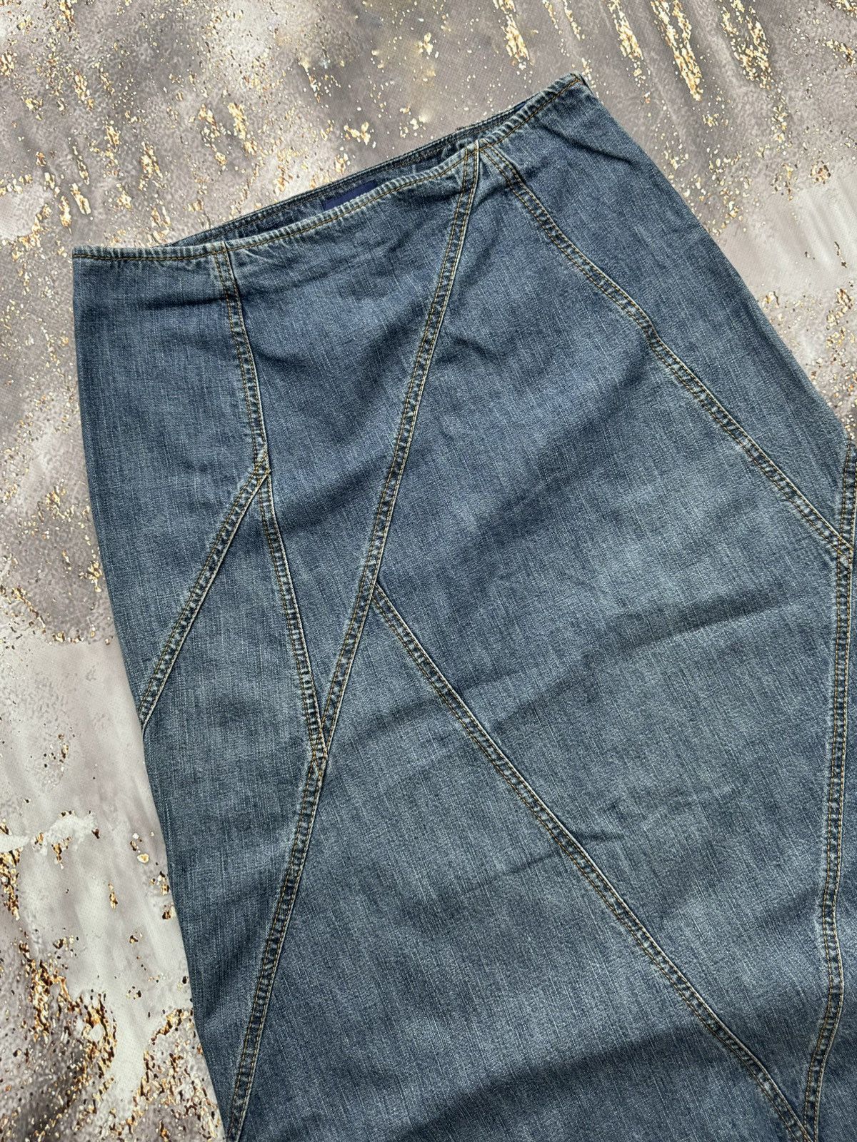 Vintage Vintage Patched Denim Maxi Skirt Size 26" / US 2 / IT 38 - 2 Thumbnail