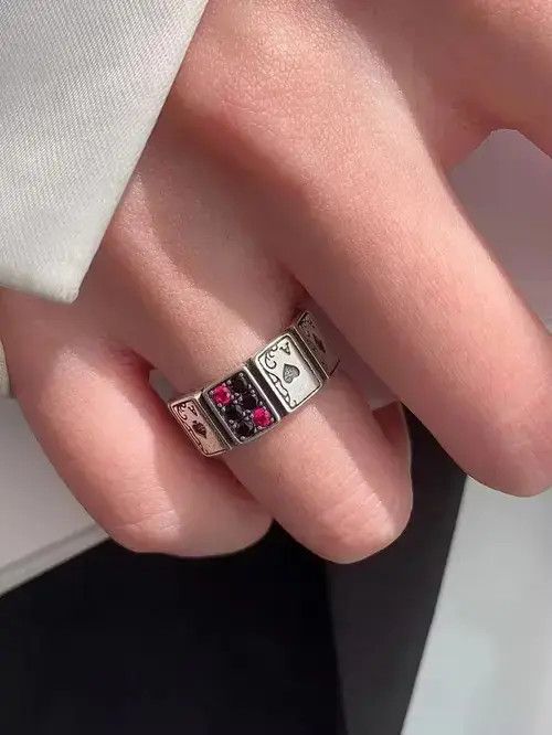 Jewelry × Ring Of Fire Retro Punk Vintage Size 5 Card Ring Retro Size ONE SIZE - 3 Thumbnail