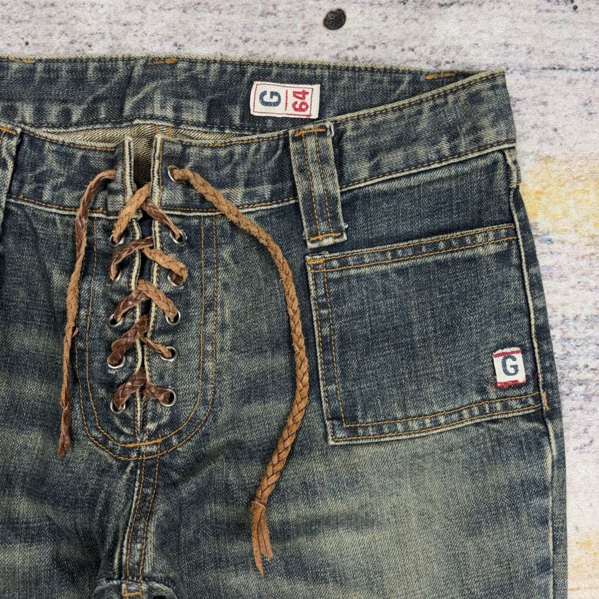 Tornado Mart Vintage 90s Guess fleur knee lace up flared jeans Size US 27 - 6 Thumbnail