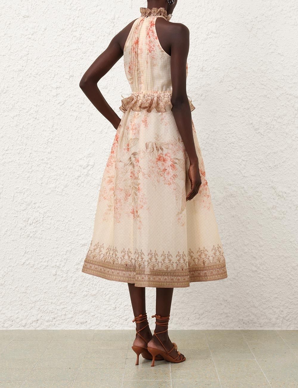 Zimmermann oc11z0226 Illuminate Halter Midi Dress In Multicolor Size L / US 10 / IT 46 - 4 Thumbnail