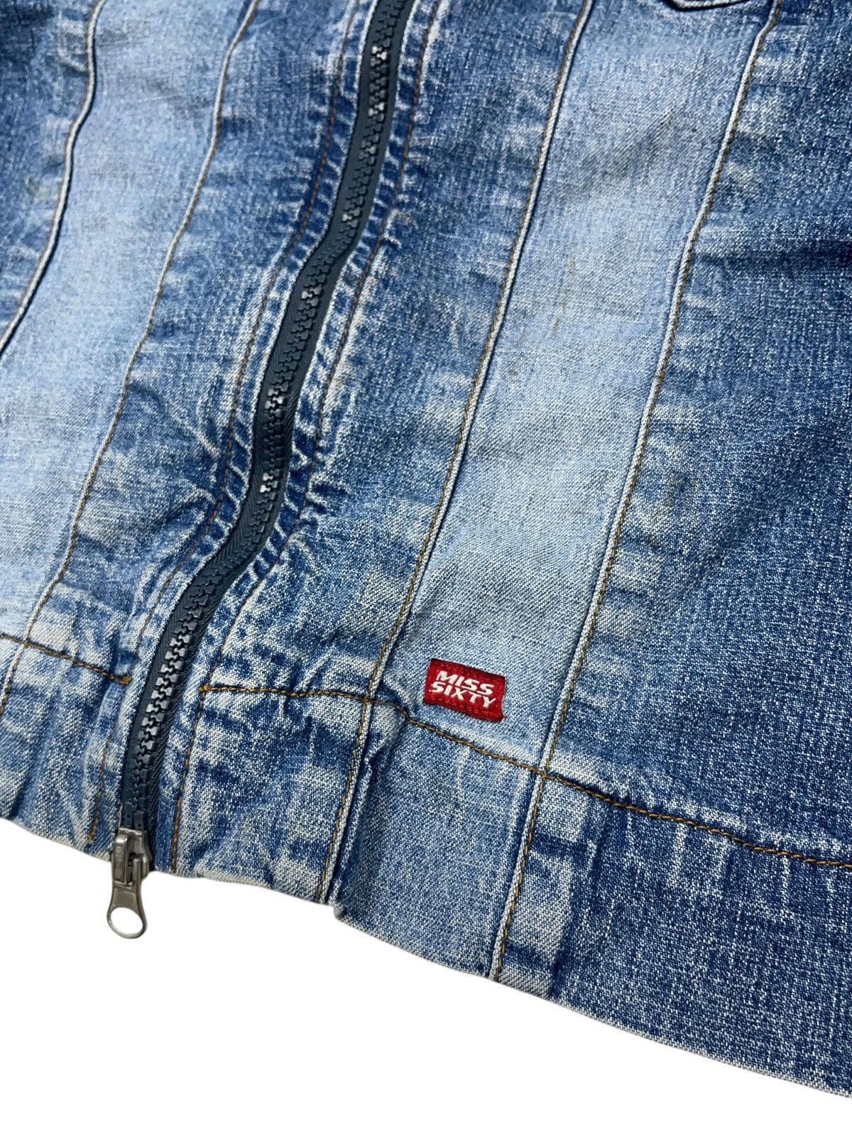 Japanese Brand × Miss Sixty × Vintage Vintage y2k Miss Sixty Denim Fleece Zip Jacket Hooded Size L / US 10 / IT 46 - 7 Thumbnail