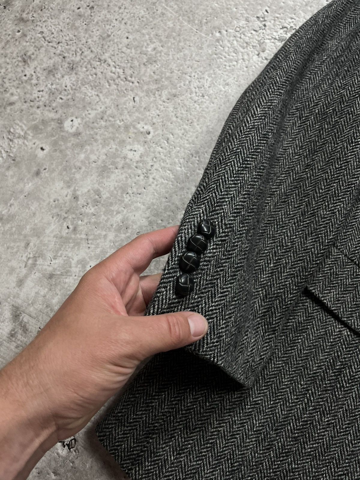Harris Tweed Harris Tweed Herringbone Wool Blazer 42L Gray Jos A Bank Size 42L - 5 Thumbnail