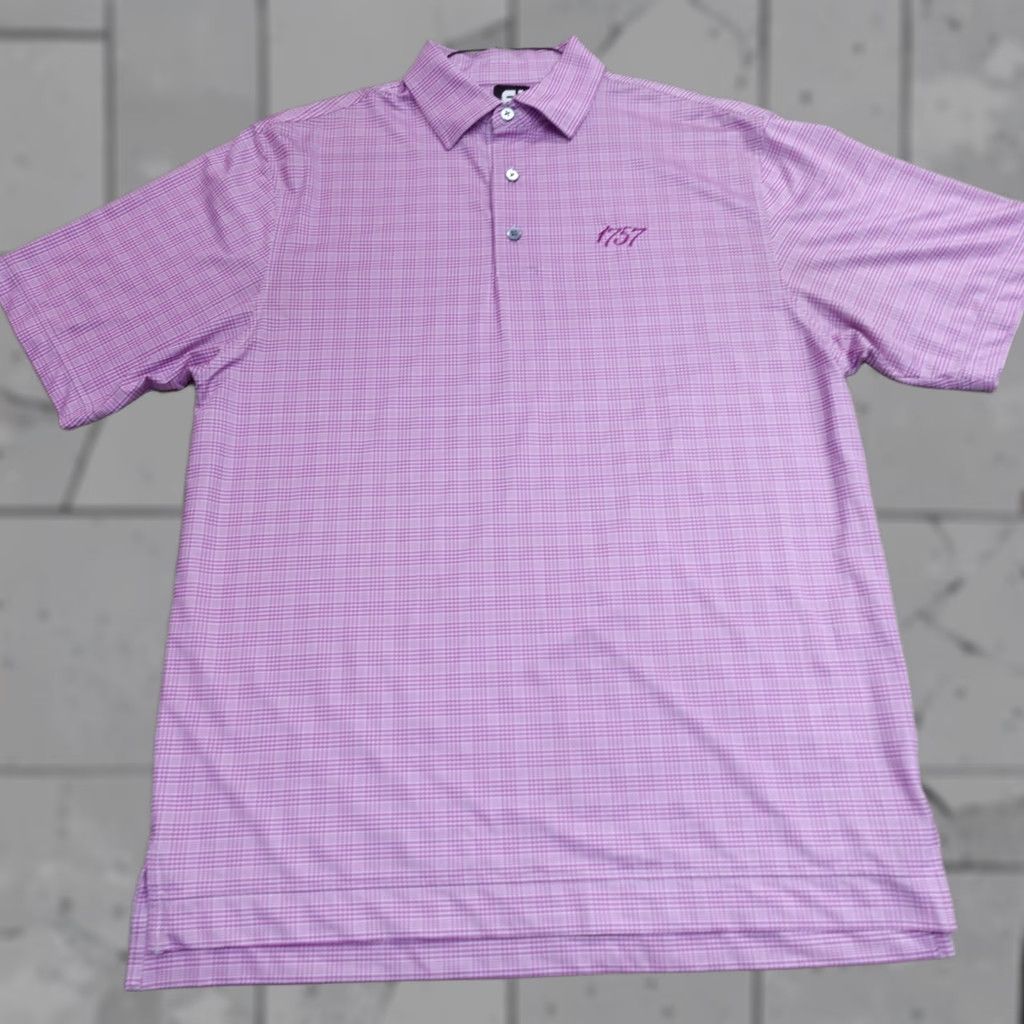 Footjoy FootJoy Mens Polo Shirt Short Sleeve Pink Plaid Regular M Embroidered Golf Size US M / EU 48-50 / 2 - 1 Thumbnail