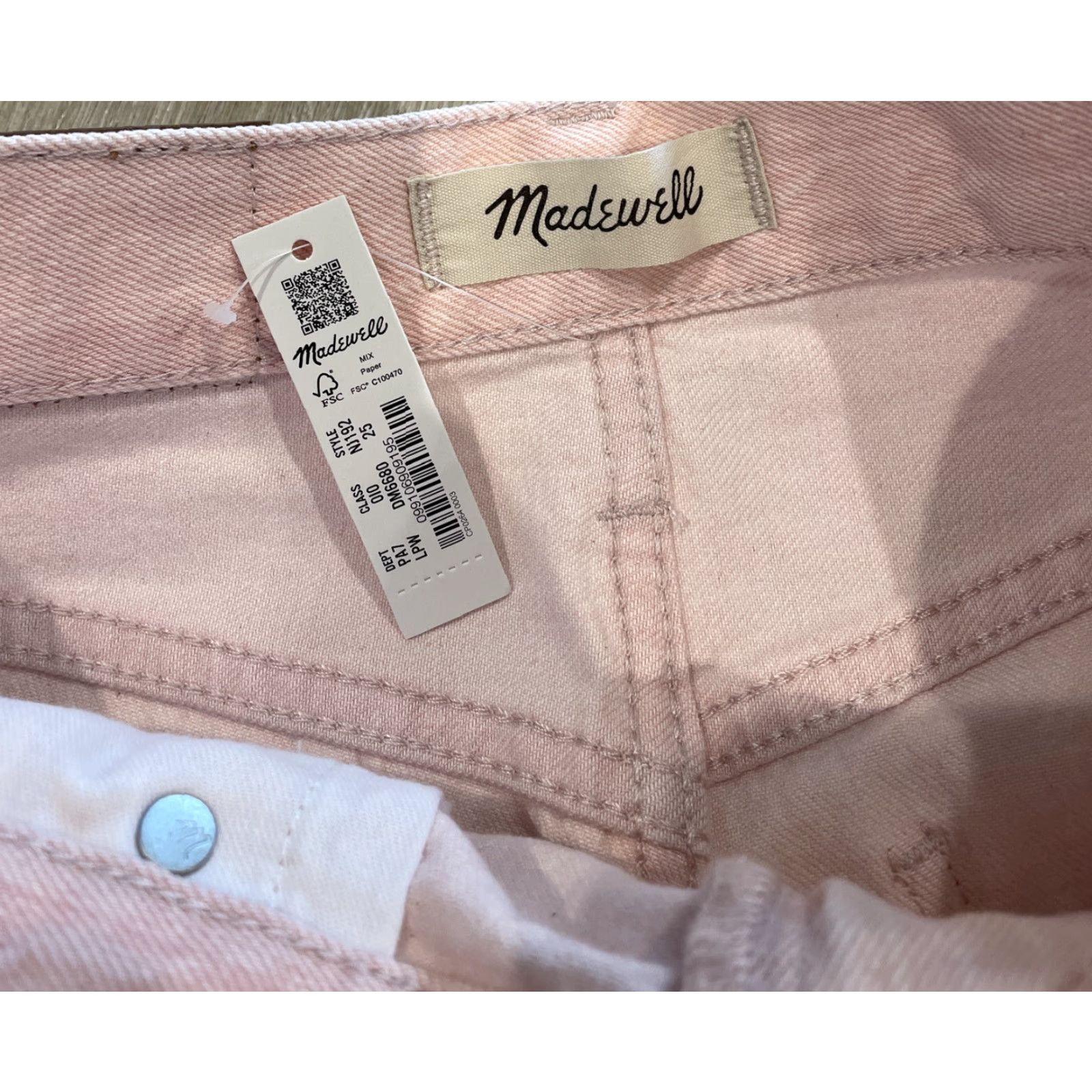 Madewell Wide-Leg Jeans Light Pink Wash Women Size 25 High Rise Bohemian NWT
