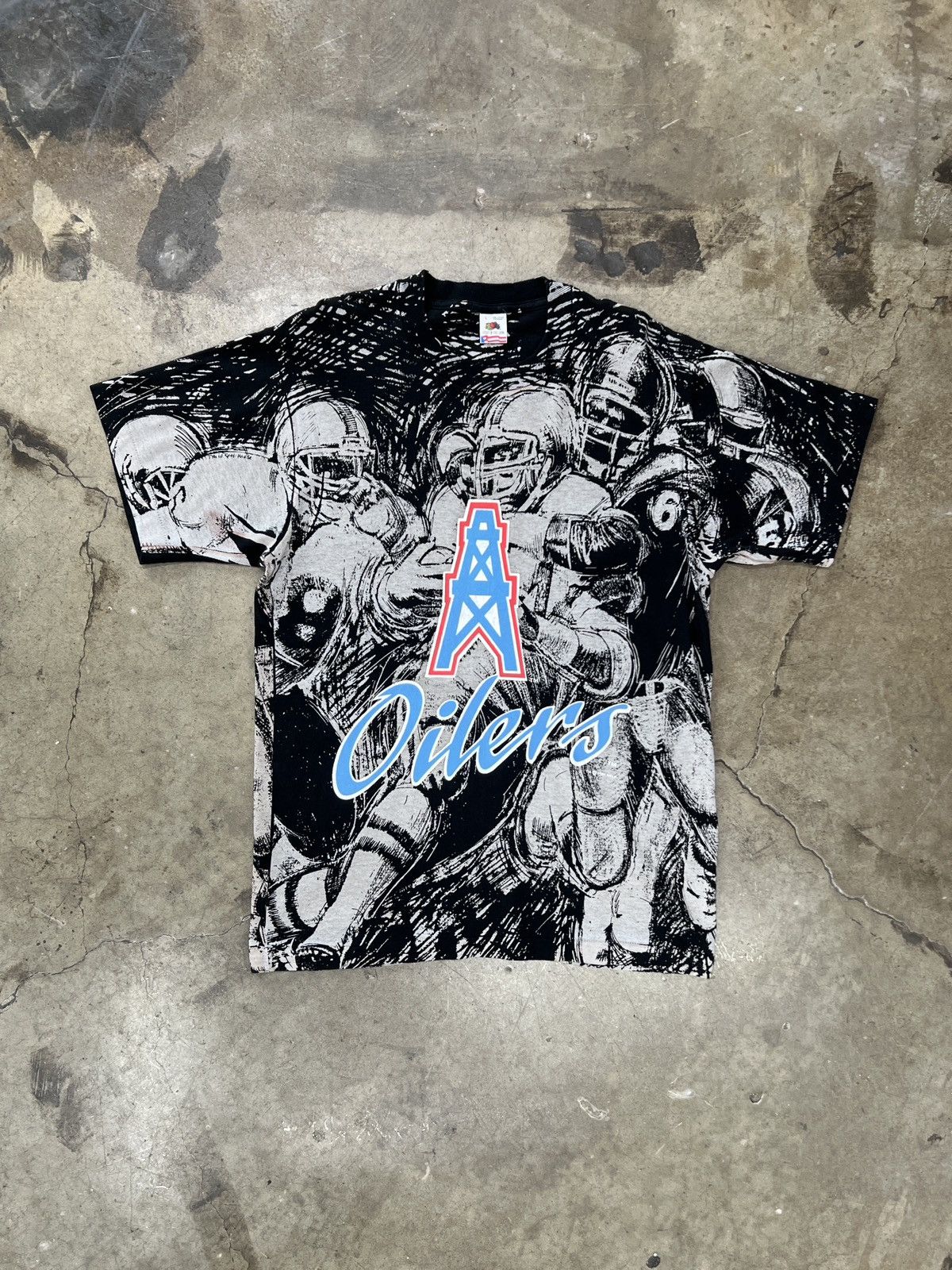 NFL Vintage AOP 90s Houston Oliers Football Tee Large Size US L / EU 52-54 / 3 - 2 Thumbnail