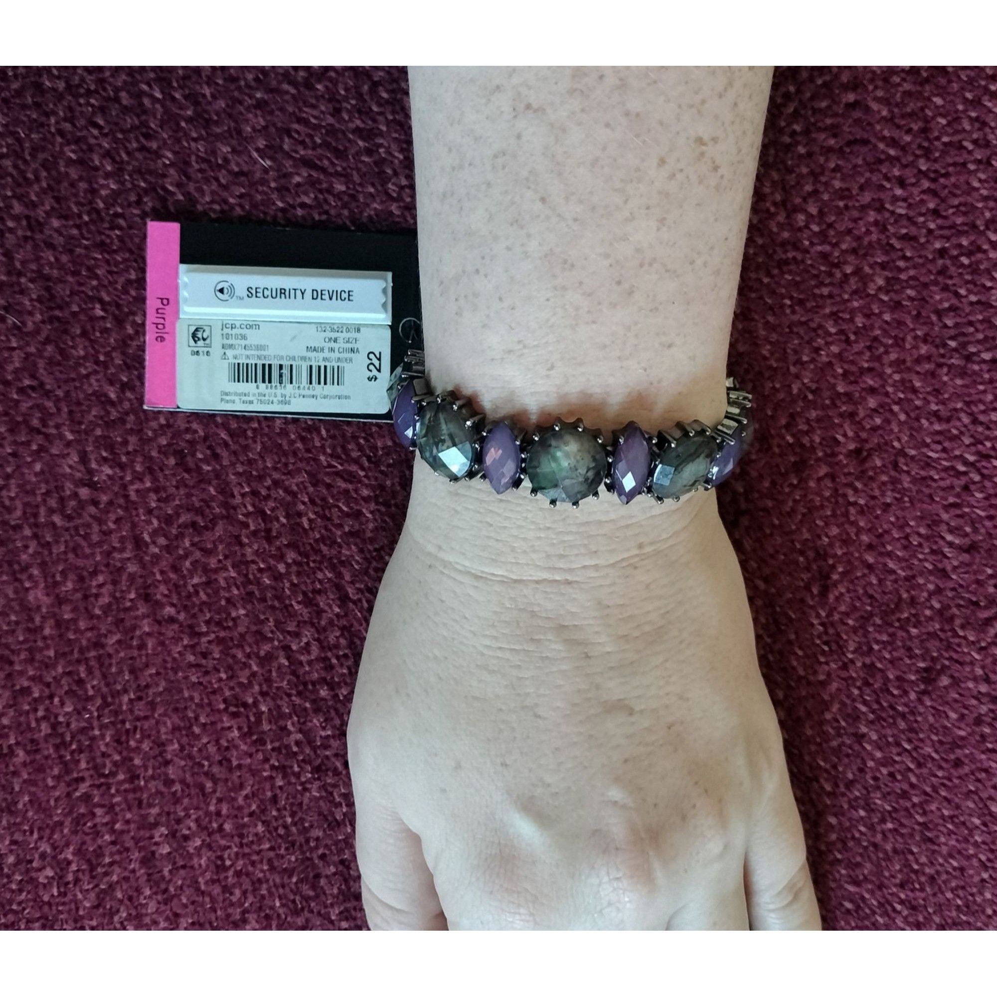 Other Mixit Stretch Bracelet Purple Silver Beads One Size Jewelry Size ONE SIZE - 10 Thumbnail