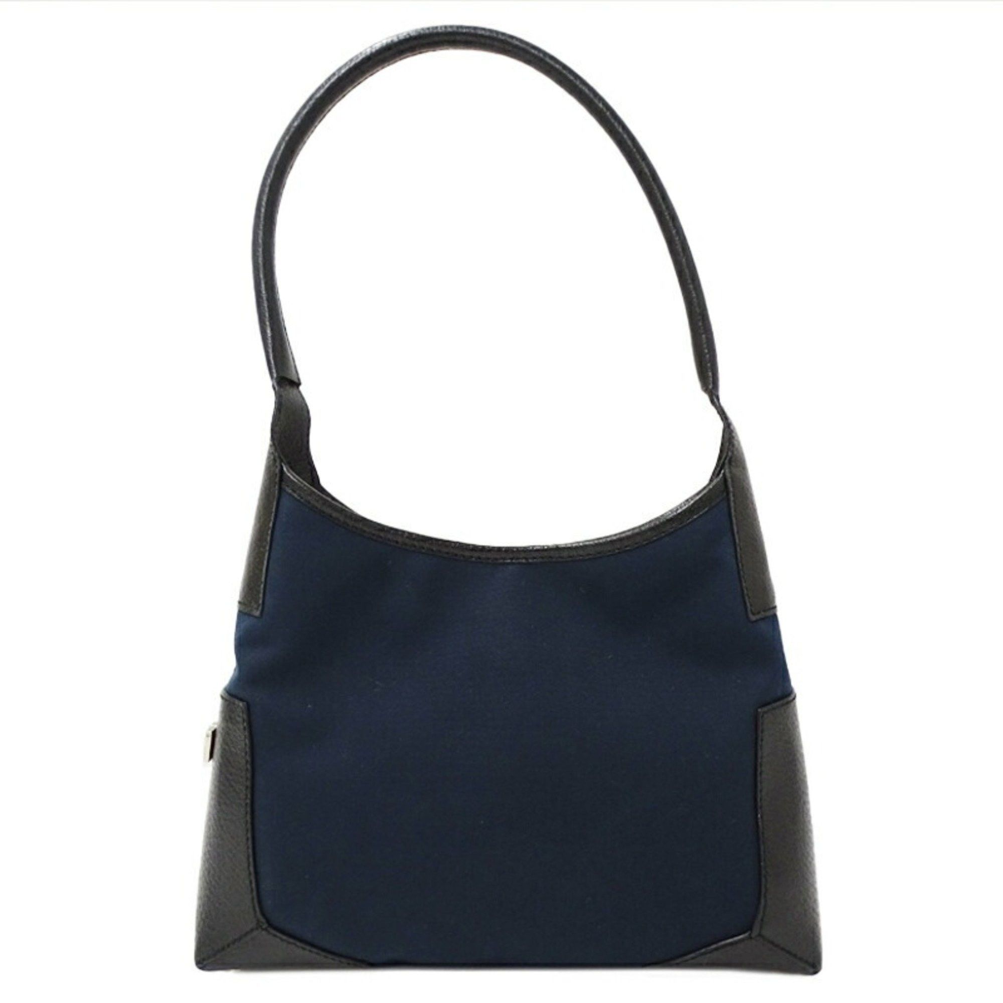 Salvatore Ferragamo Ferragamo Women's Shoulder Bag Canvas Leather Navy Black Mini