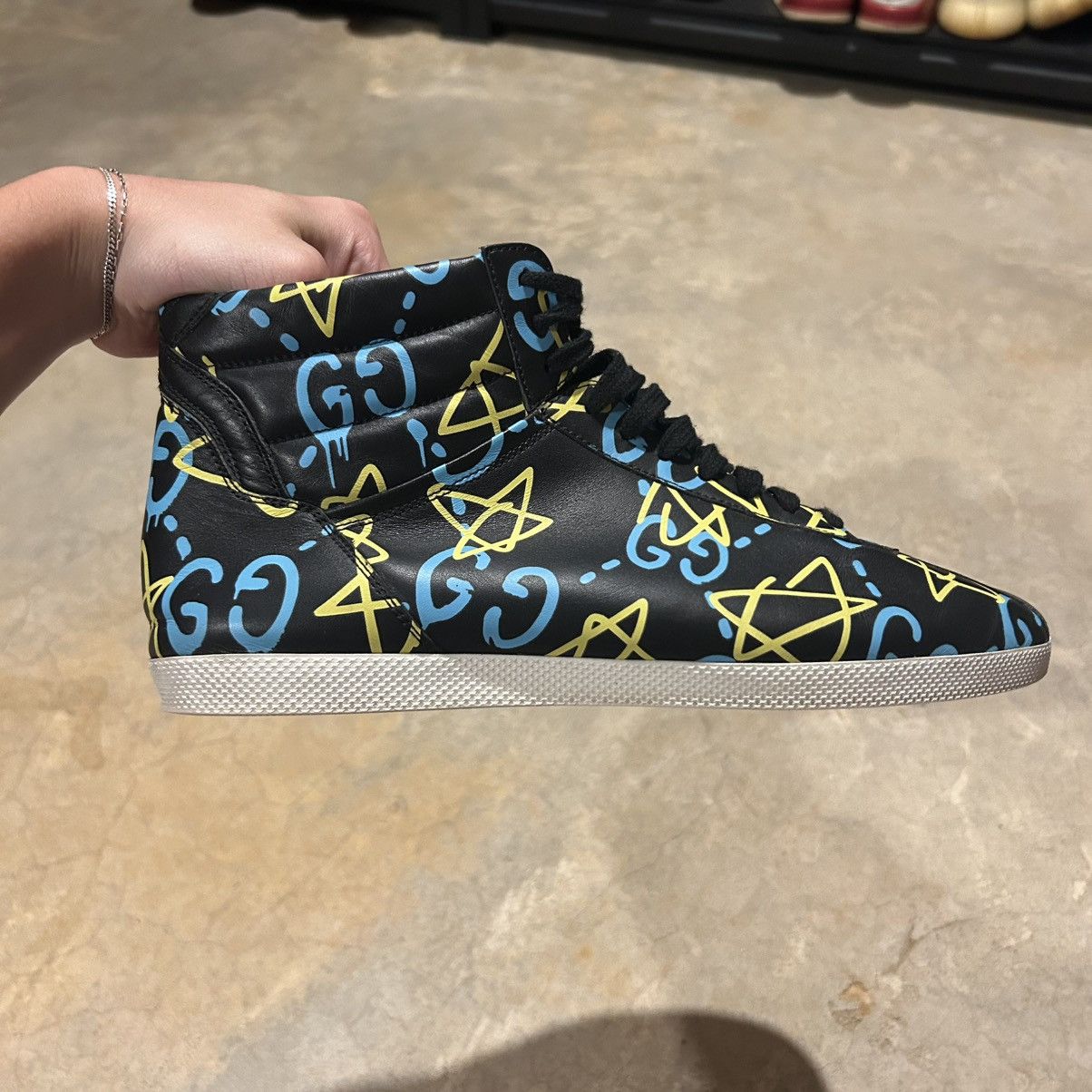 Designer × Gucci Gucci Ace High Top Graffiti Ghost Stars Leather Shoes US 11 Size US 11 / EU 44 - 8 Thumbnail