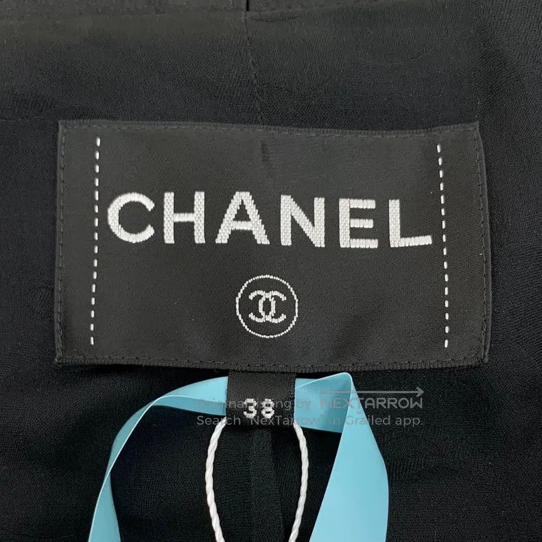 Chanel Chanel 23B Black Silver Silk Claid Cotton V-neck Single-br Size XS / US 0-2 / IT 36-38 - 6 Thumbnail