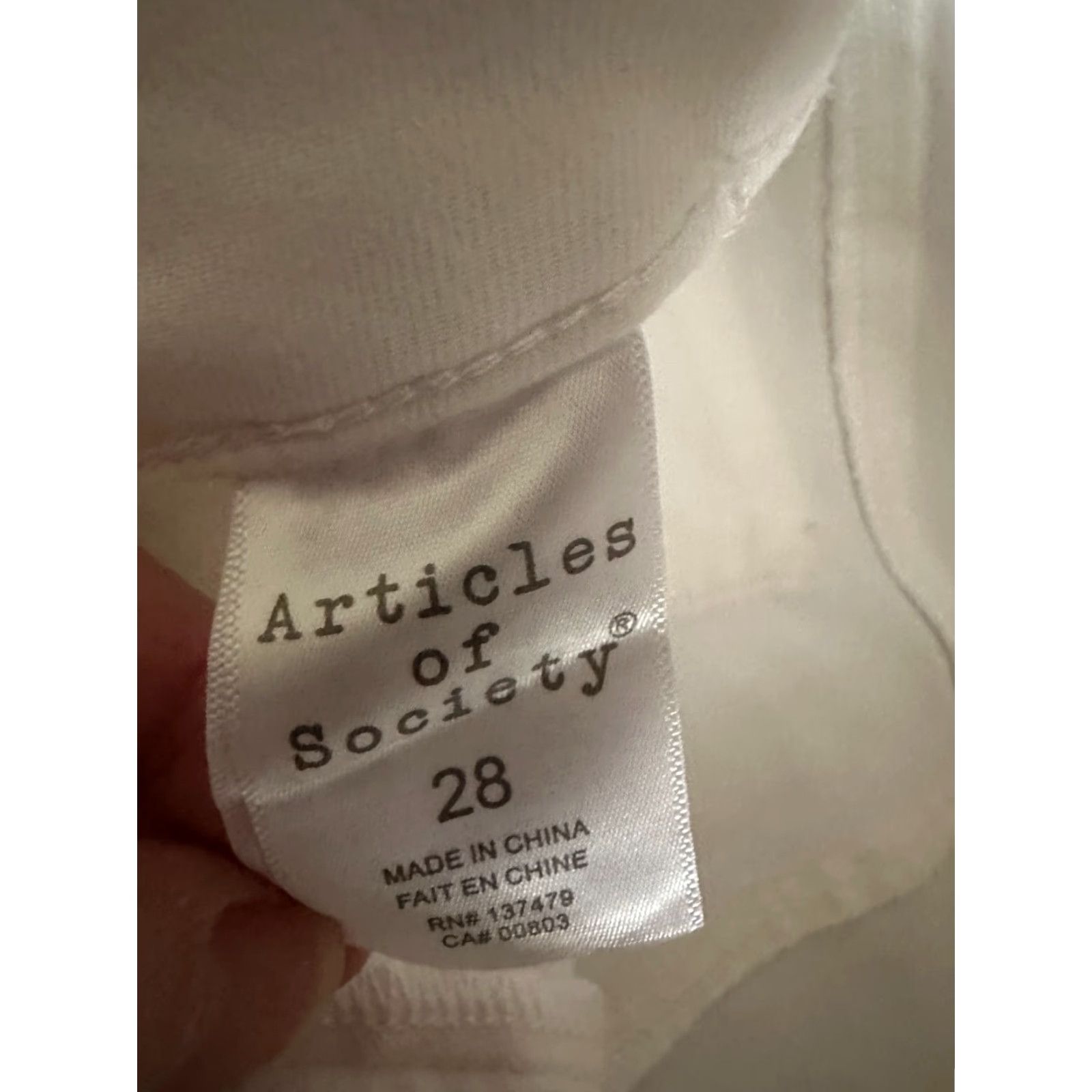 Vintage Articles Of Society Cropped Jeans Shirt Womens 28 White Slim 5-Pocket Denim High Rise NWT Size 28" / US 6 / IT 42 - 5 Thumbnail