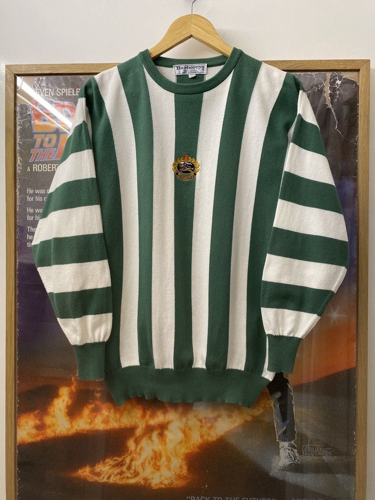 Burberry 90s Burberry Centre Crest Vertical Striped Knit Jumper Size US S / EU 44-46 / 1 - 1 Thumbnail